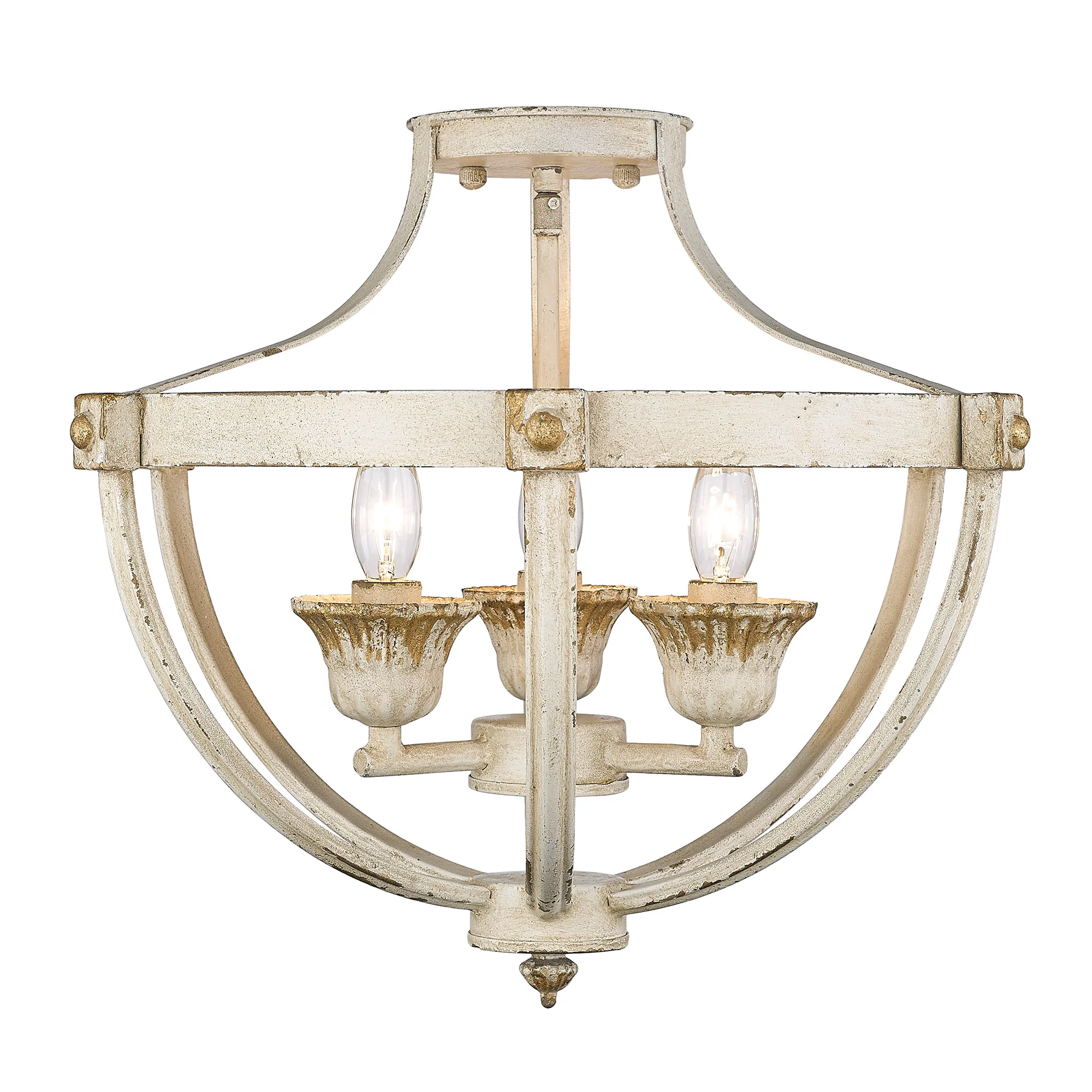 Golden Lighting Jules 3-light Semi-Flush Mount in Antique Ivory - Image 2