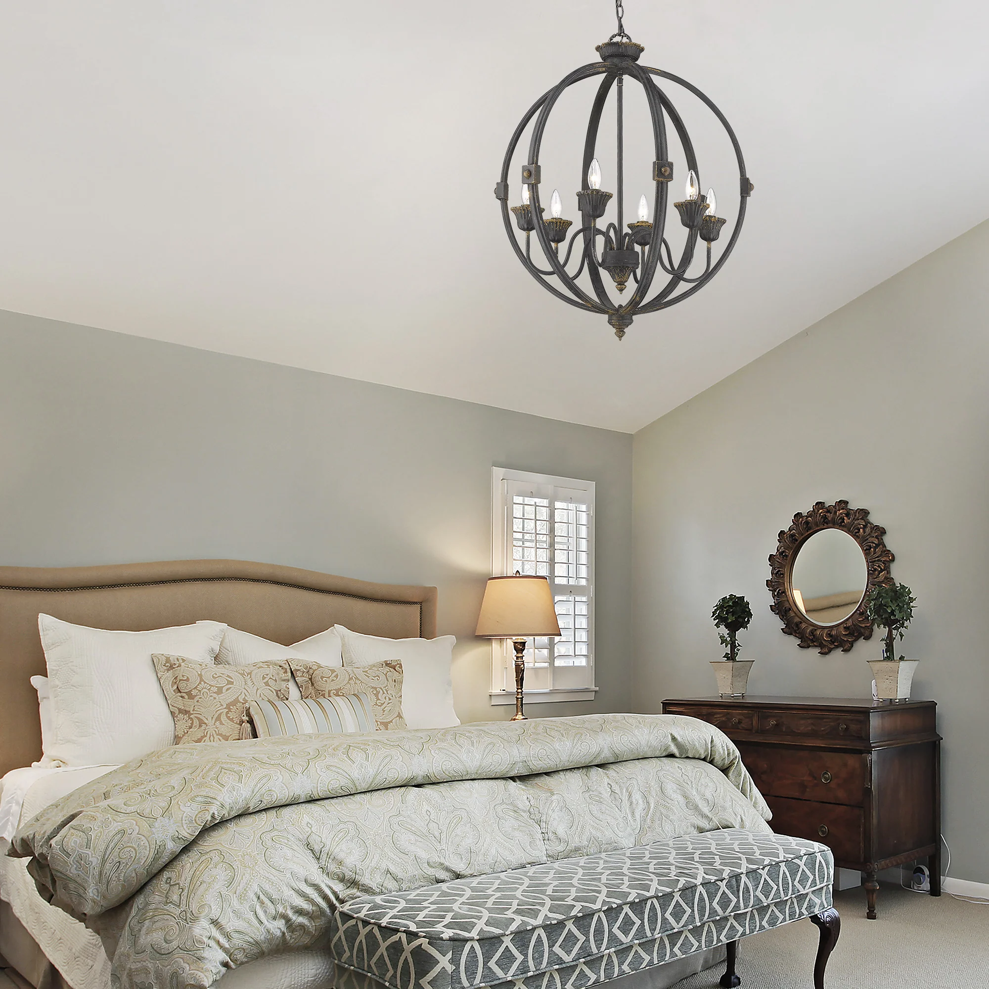 Golden Lighting Jules 6-light Chandelier in Antique Black Iron - Image 2