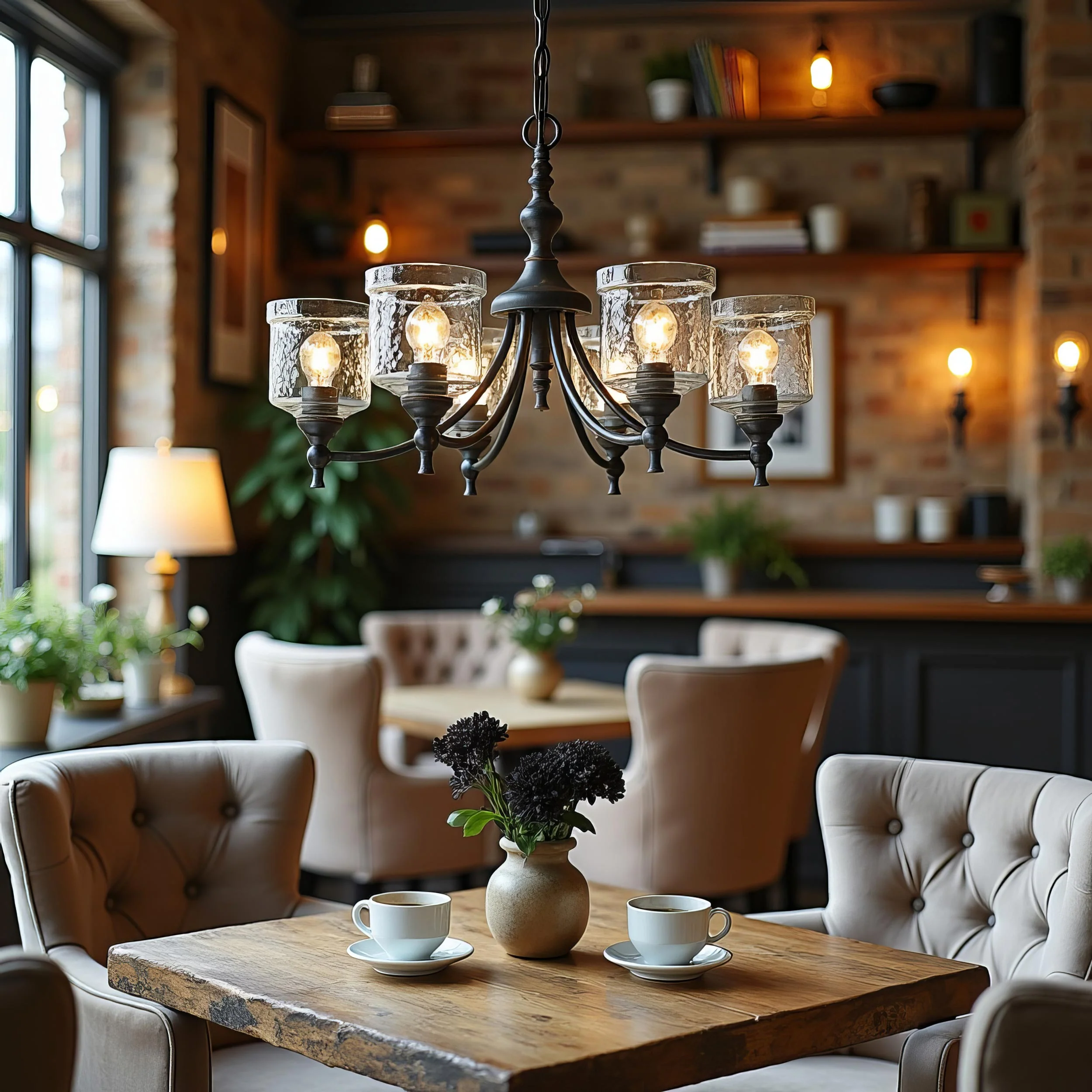 Golden Lighting Keating 6-light Chandelier in Antique Black Iron - Image 2