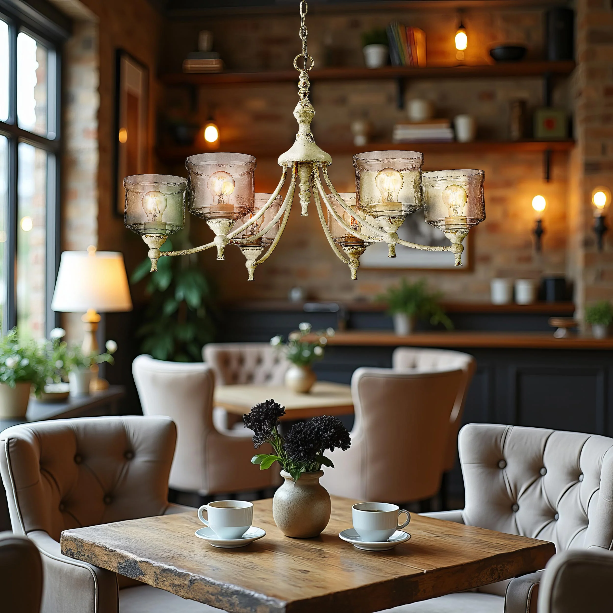 Golden Lighting Keating 6-light Chandelier in Antique Ivory - Image 2