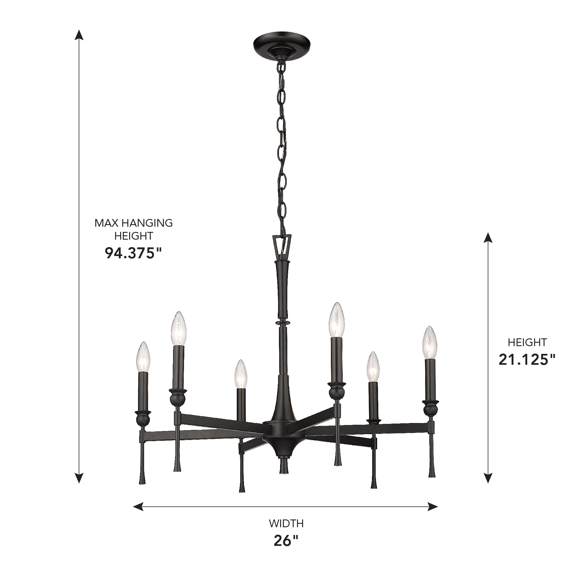 Golden Lighting Landon 6-light Chandelier in Matte Black - Image 2