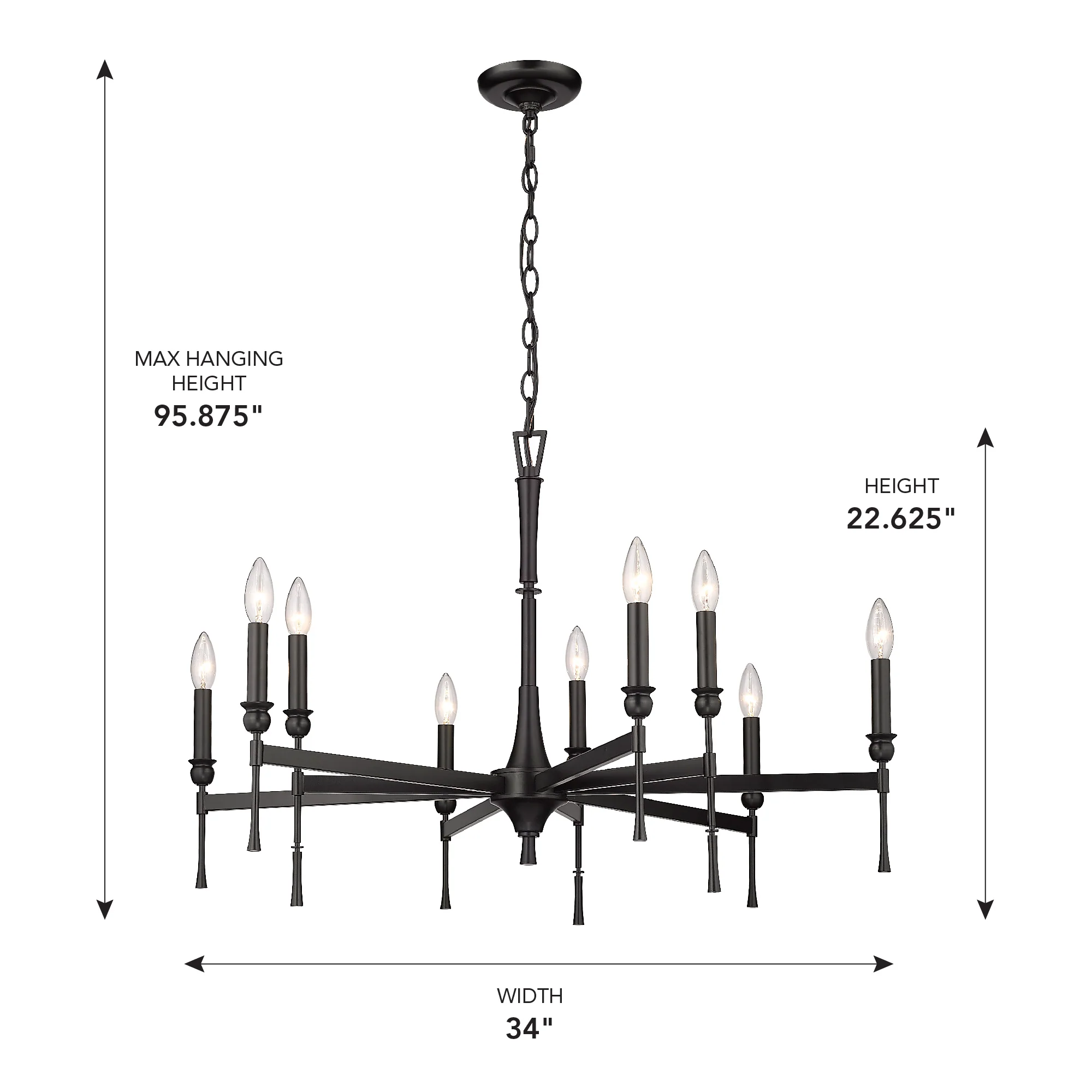 Golden Lighting Landon 9-light Chandelier in Matte Black - Image 2