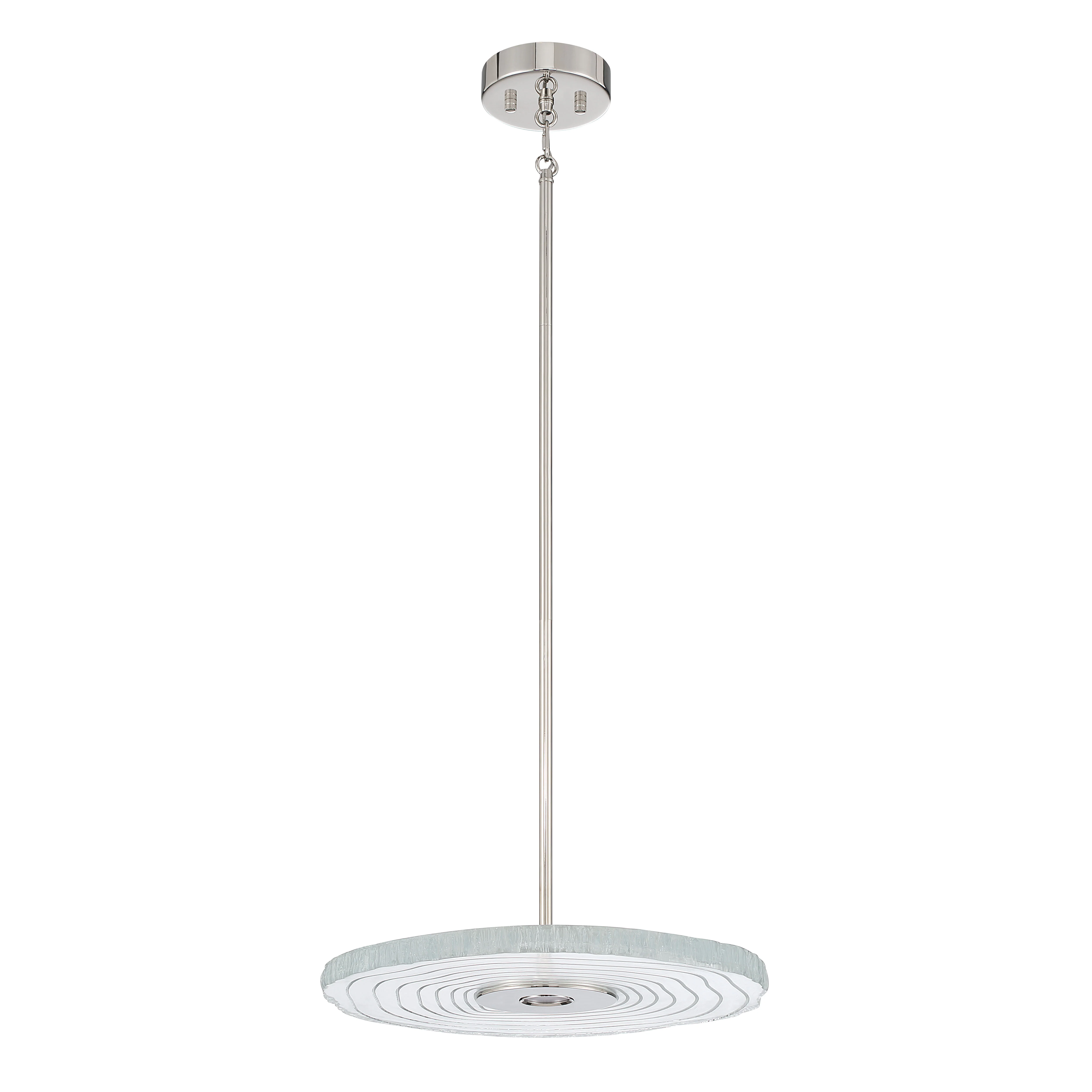 Golden Lighting Luminwood Integrated LED 16in Pendant in Polished Nickel with Wood-Pressed Clear Resin - Image 2
