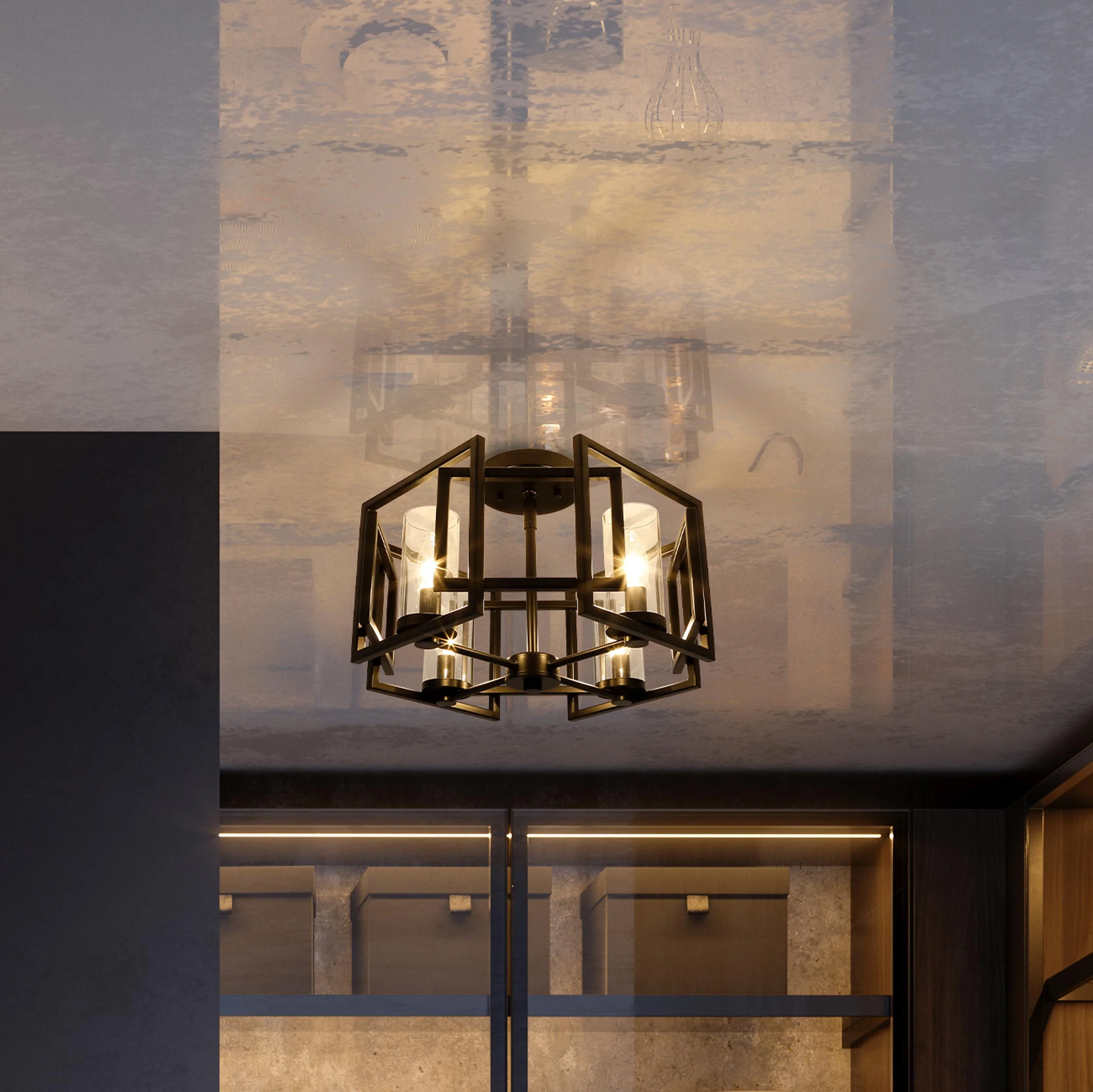 Golden Lighting Marco 4-light Flush Mount in Matte Black - Image 2