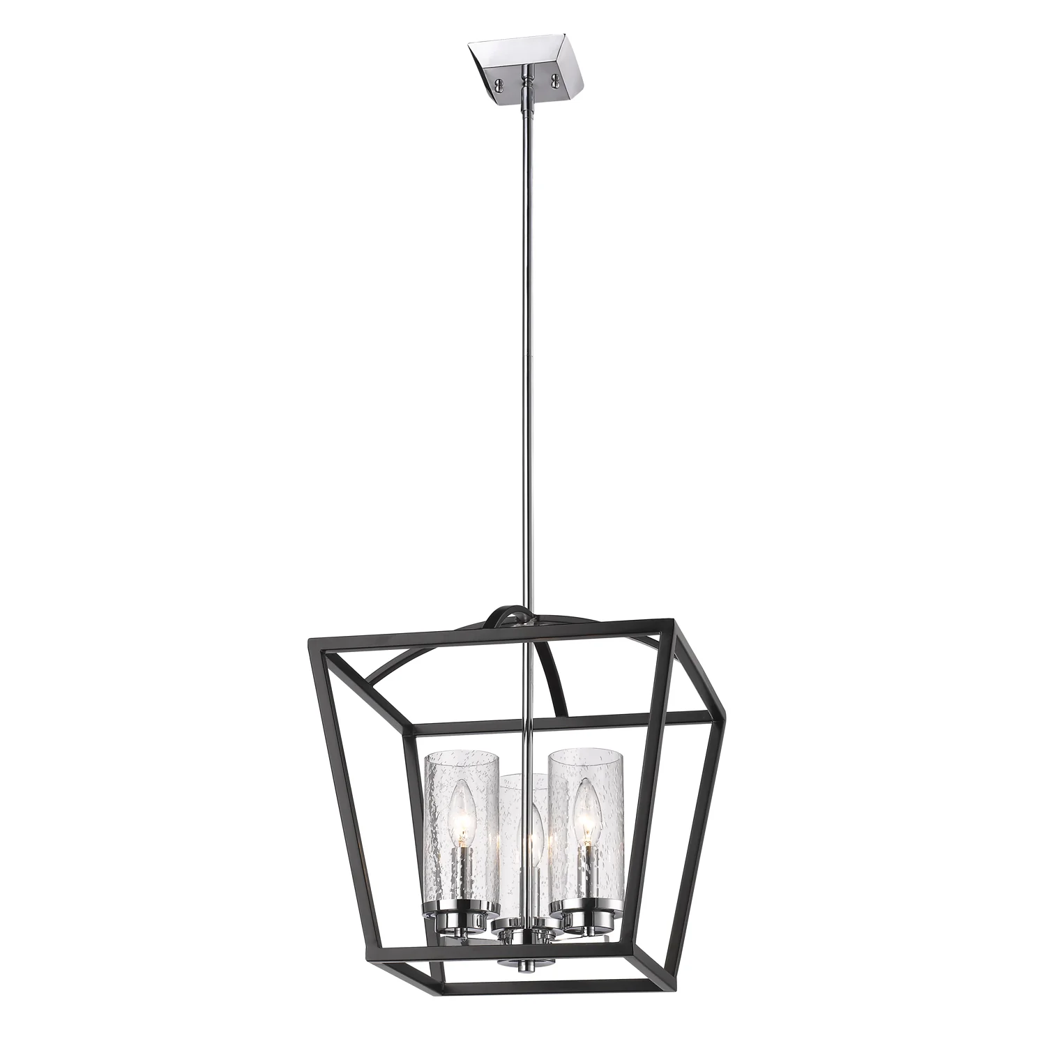 Golden Lighting Mercer 3-light Pendant in Matte Black and Chrome Accents - Image 2
