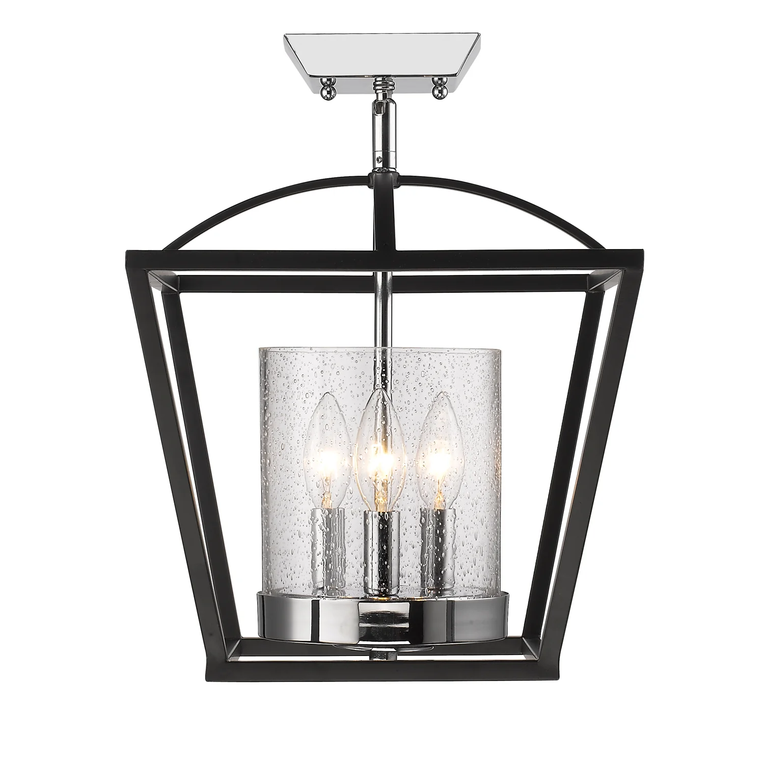 Golden Lighting Mercer 3-light Semi-Flush Mount in Matte Black and Chrome Accents - Image 2