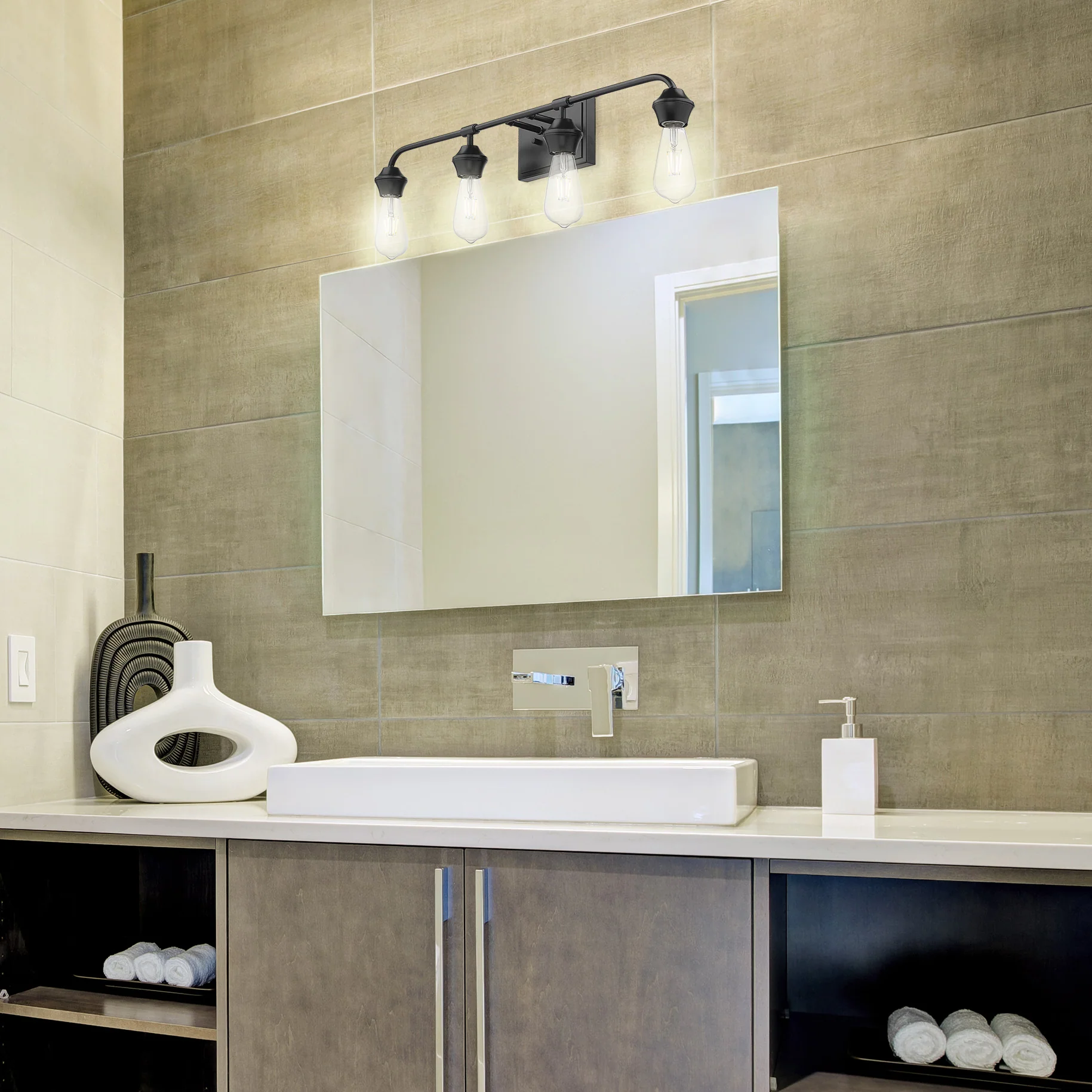 Golden Lighting Ormond 4-light Vanity in Matte Black - Image 2
