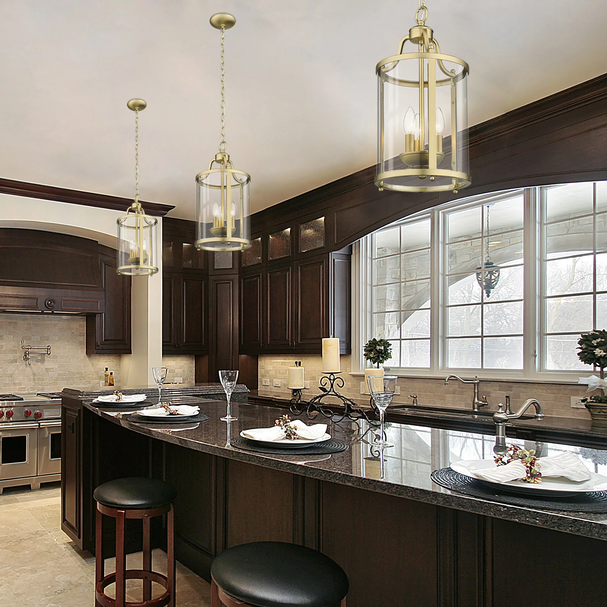 Golden Lighting Payton 3-light Pendant in Brushed Champagne Brass - Image 2