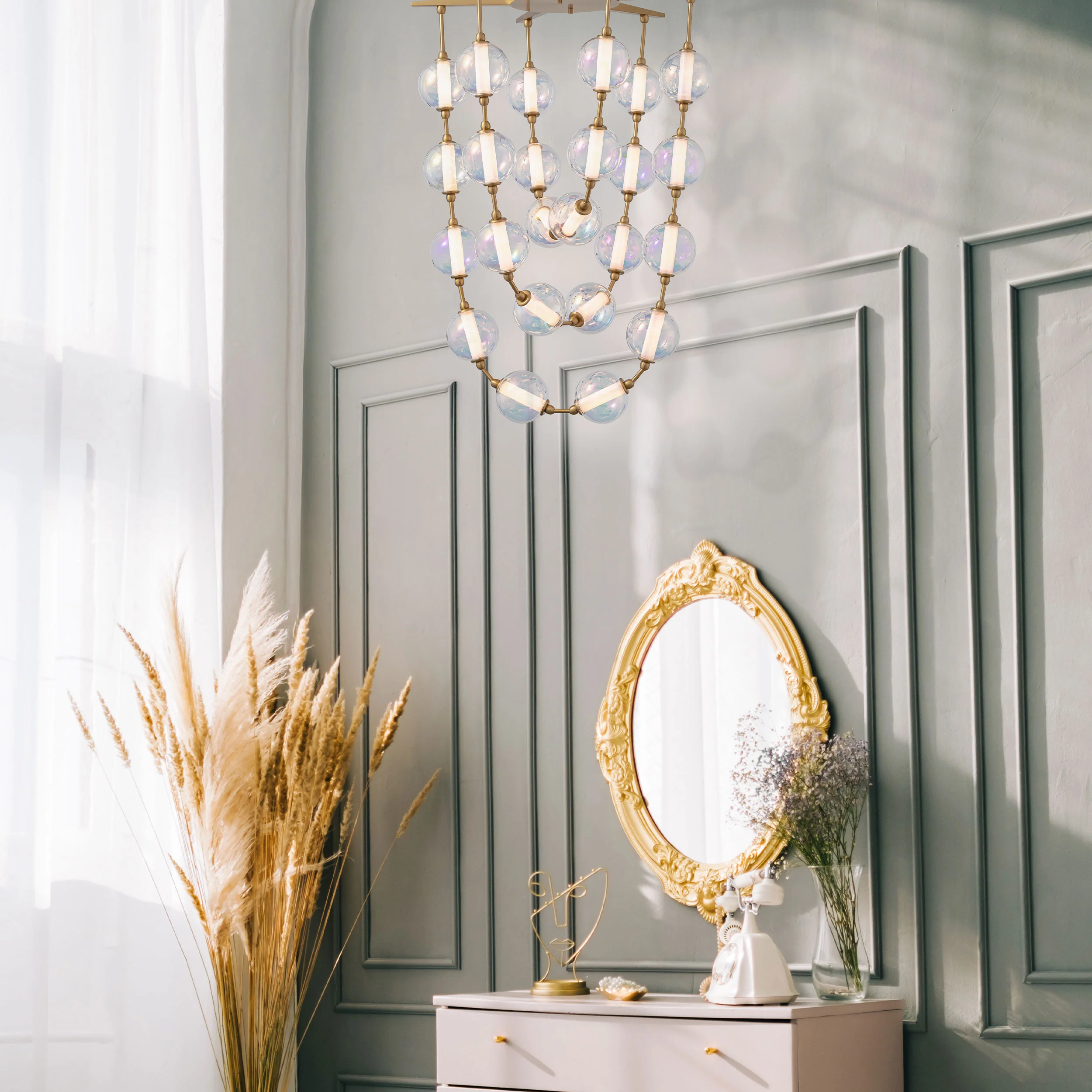 Golden Lighting Pearla Integrated LED 35in Pendant in Brushed Champagne Brass - Image 2
