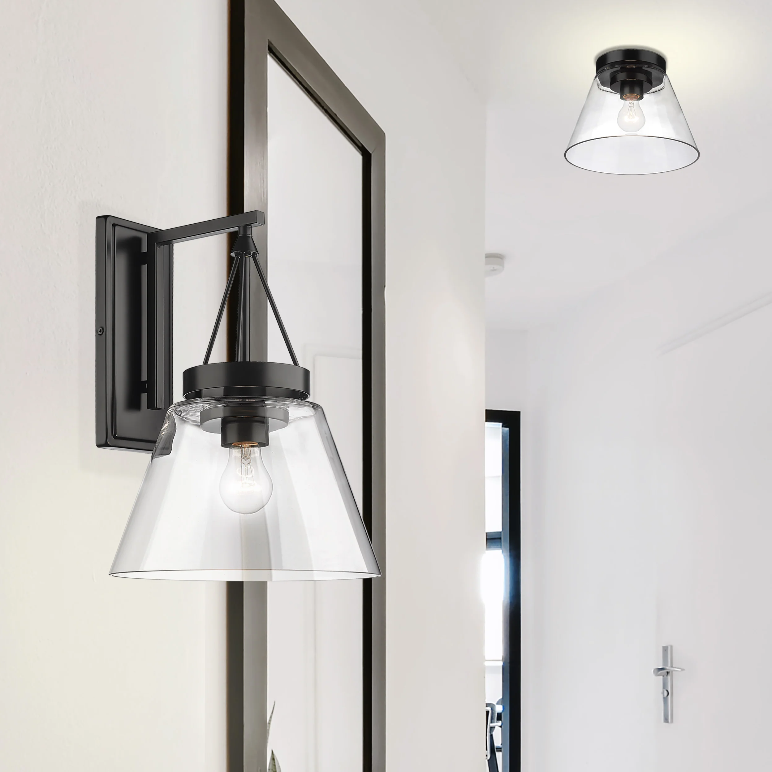 Golden Lighting Penn 1-light Wall Sconce in Matte Black and Clear Glass - Image 2