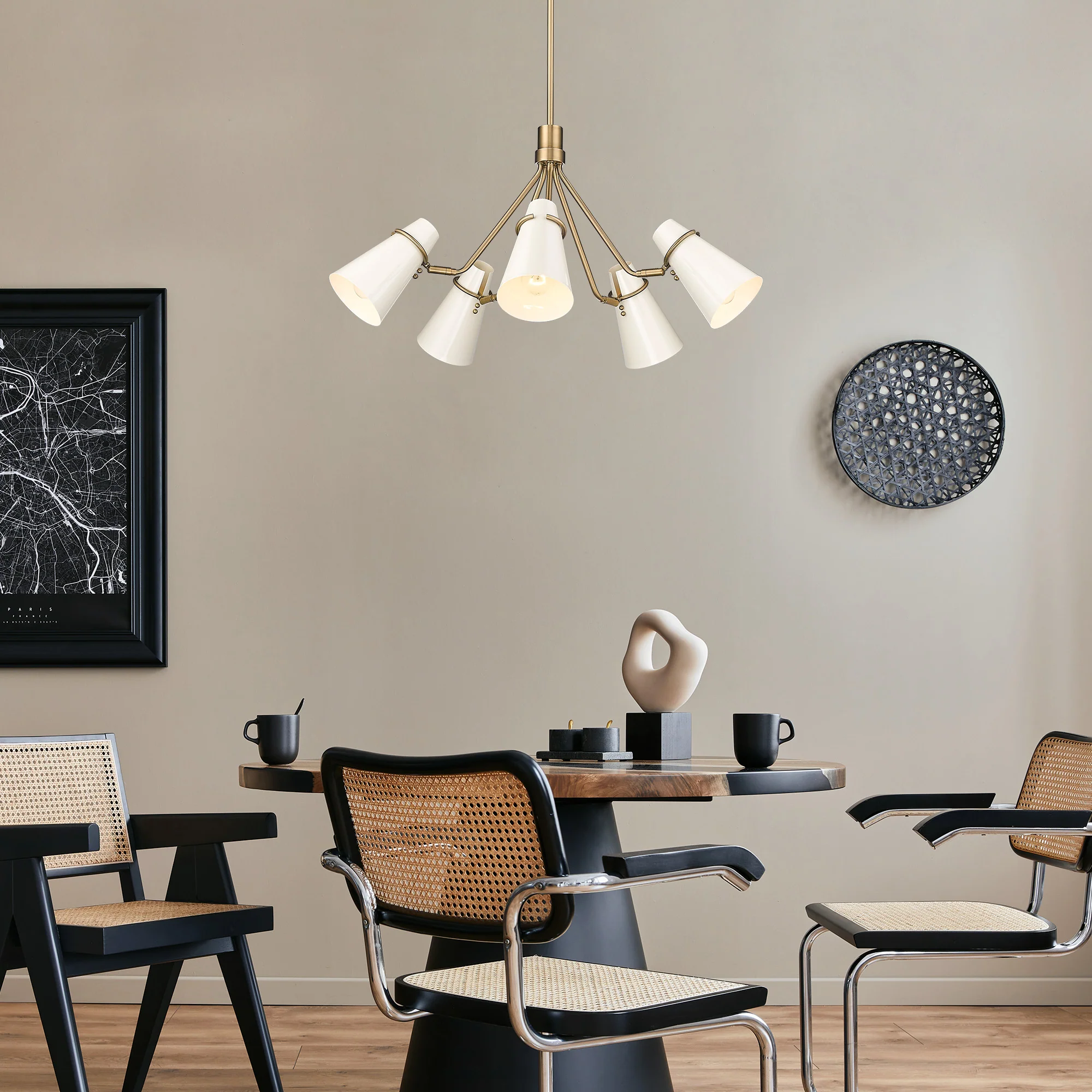 Golden Lighting Reeva 5-light Chandelier in Modern Brass and Glossy Ecru shade - Image 2