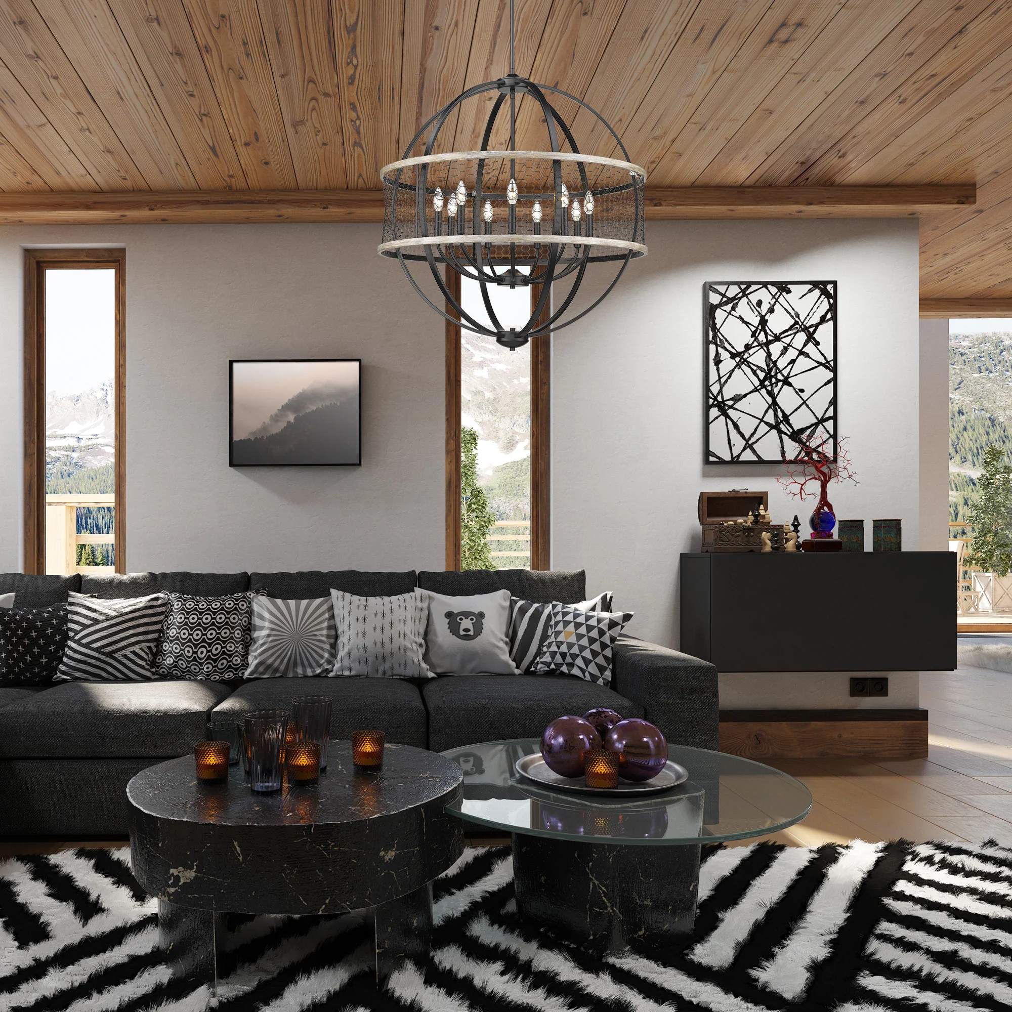 Golden Lighting Roost 9-light Chandelier in Matte Black - Image 2