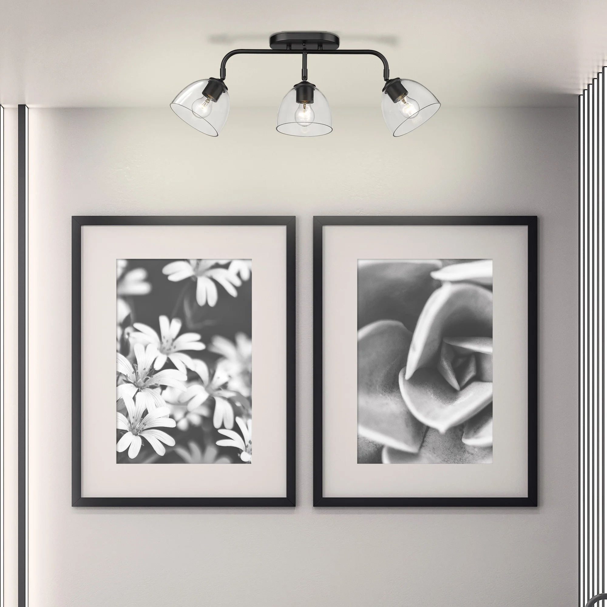Golden Lighting Roxie 3-light Semi-Flush Mount in Matte Black - Image 2