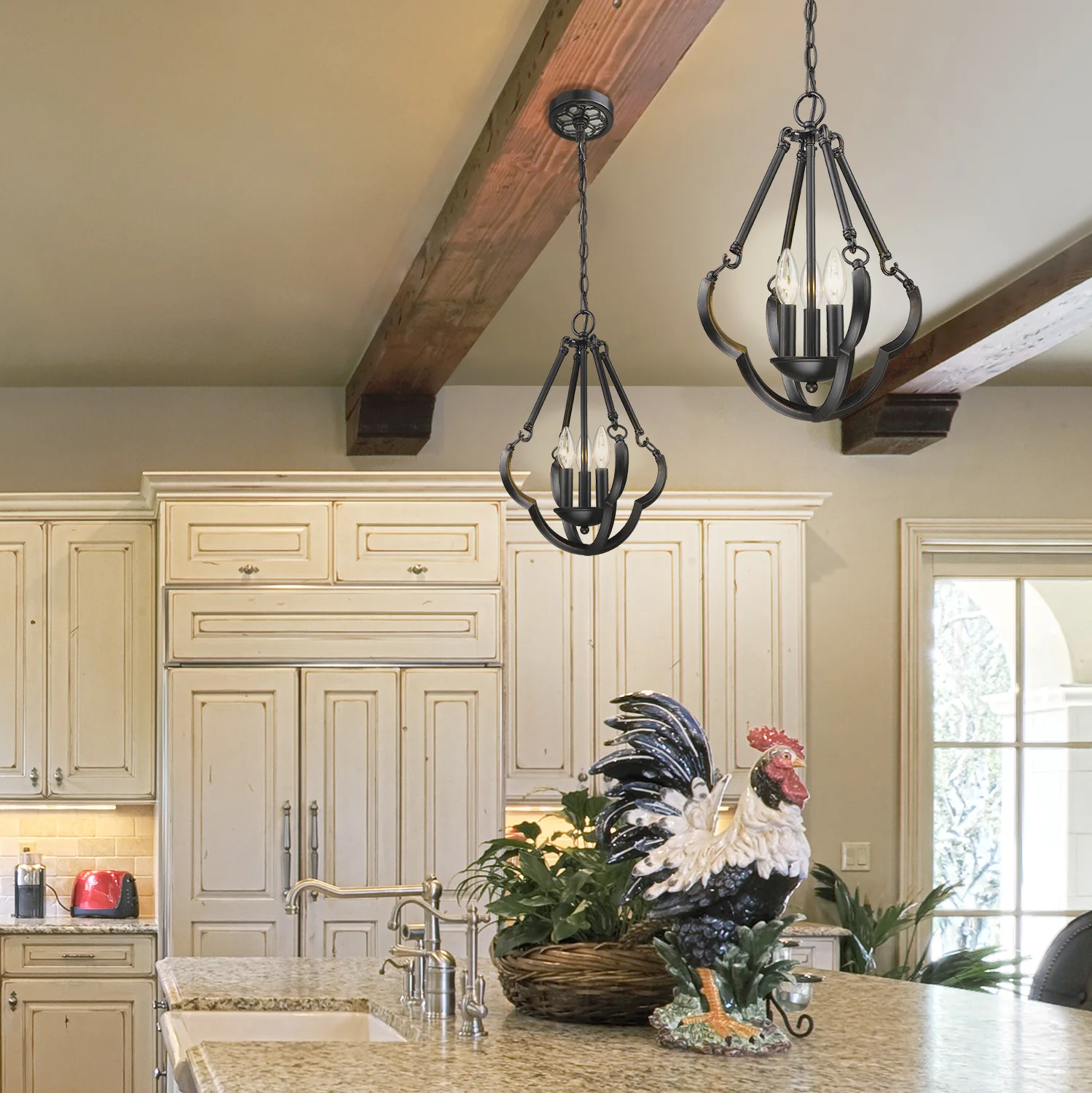 Golden Lighting Saxon 3-light Semi-Flush Mount in Aged Bronze - Image 2