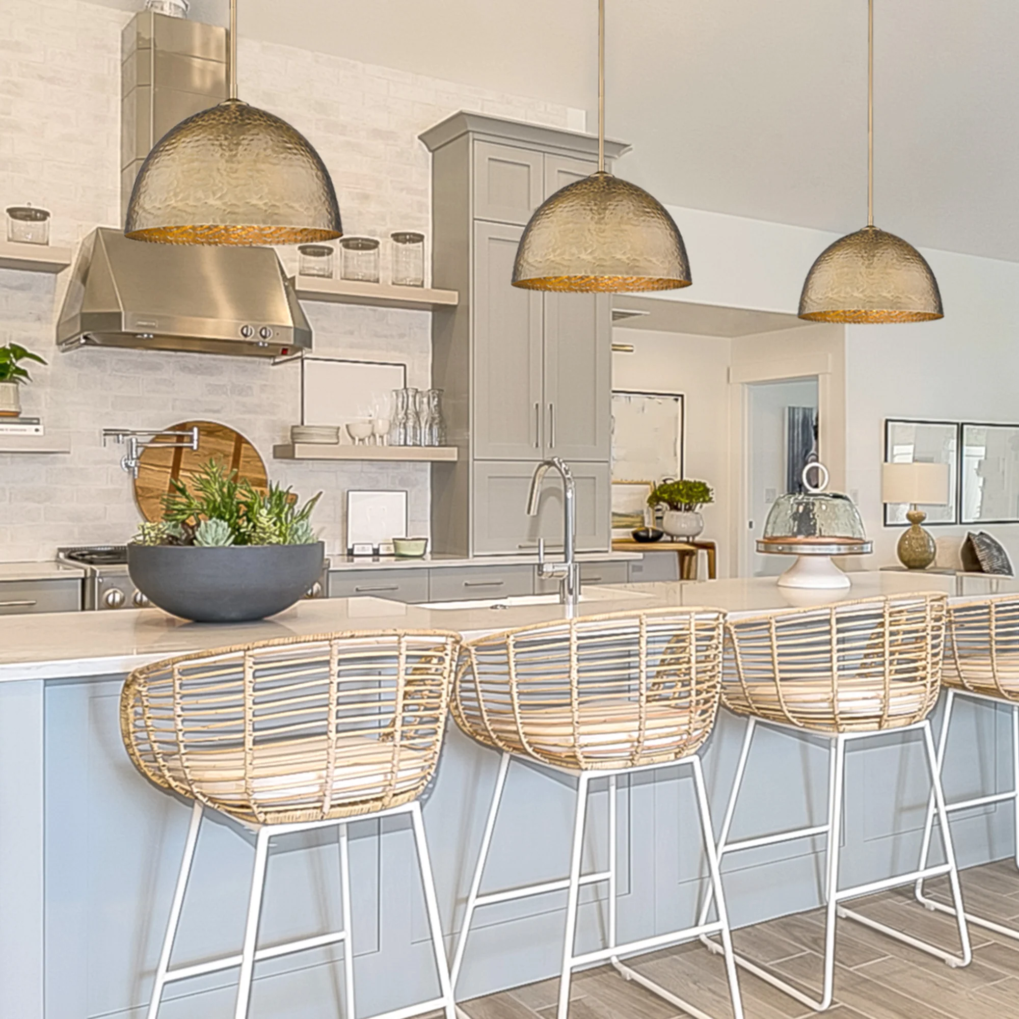 Golden Lighting Shepard 1-light Pendant in Modern Brass and Modern Brass shade - Image 2
