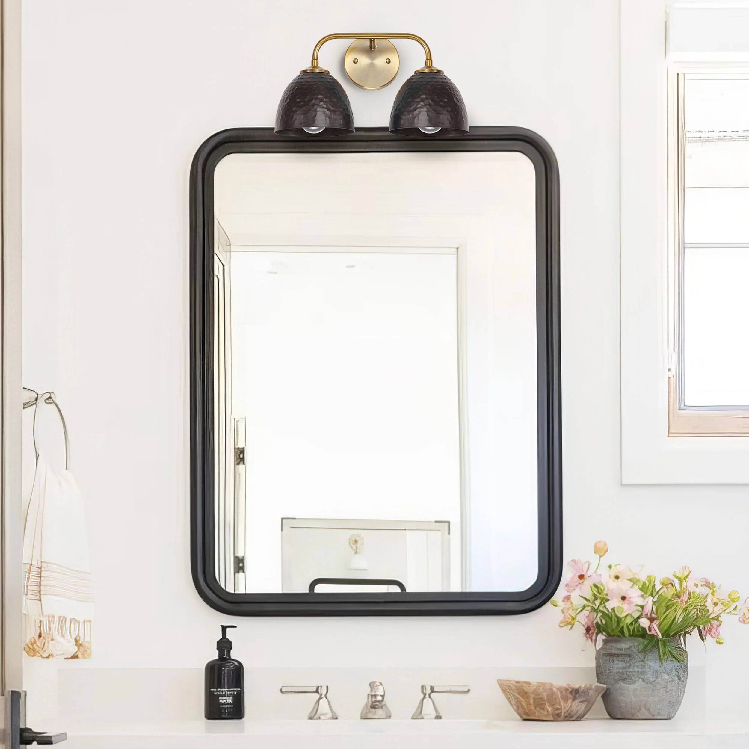 Golden Lighting Shepard 2-light Vanity in Modern Brass and Matte Black shade - Image 2
