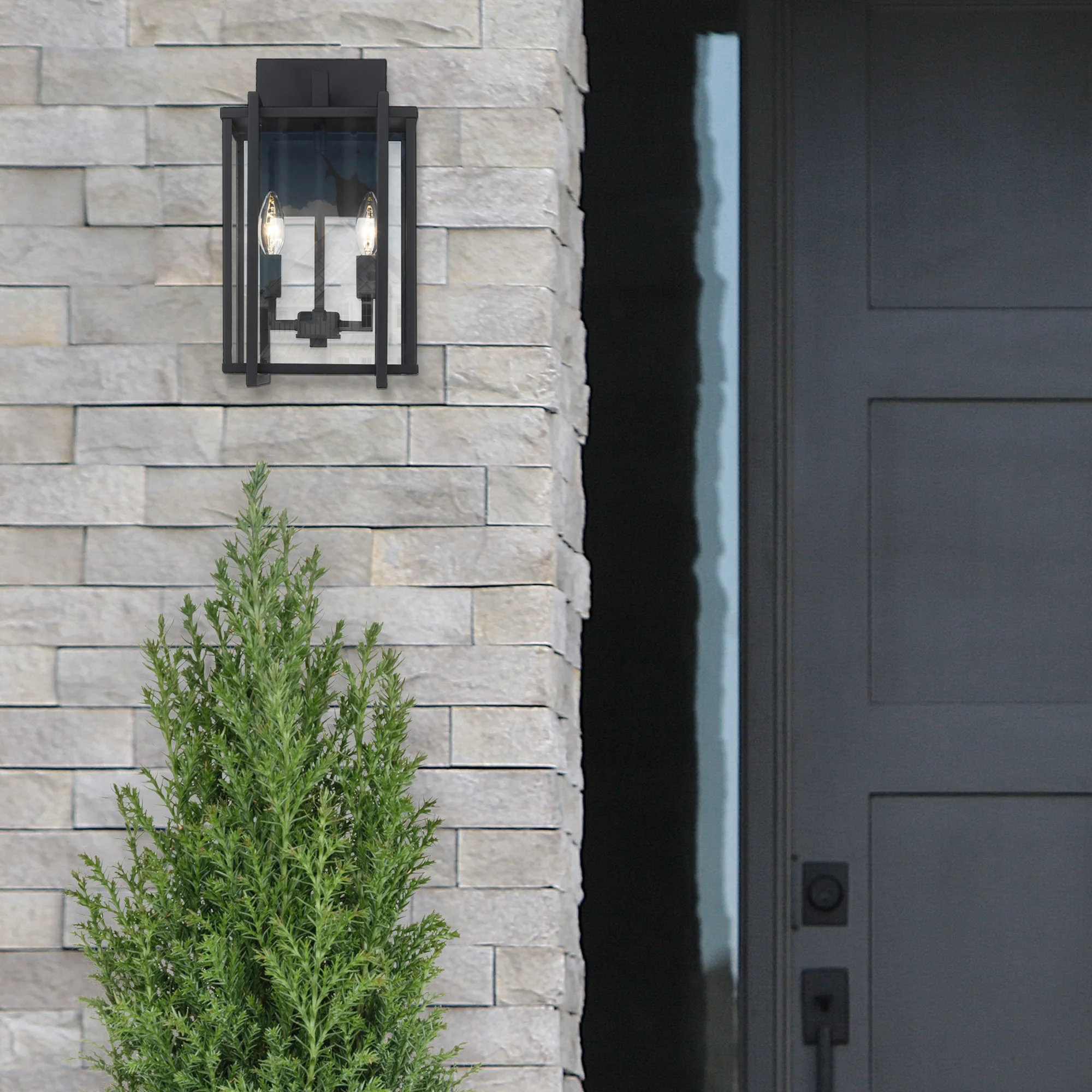 Golden Lighting Tribeca 2-light Outdoor Wall in Natural Black - Image 2