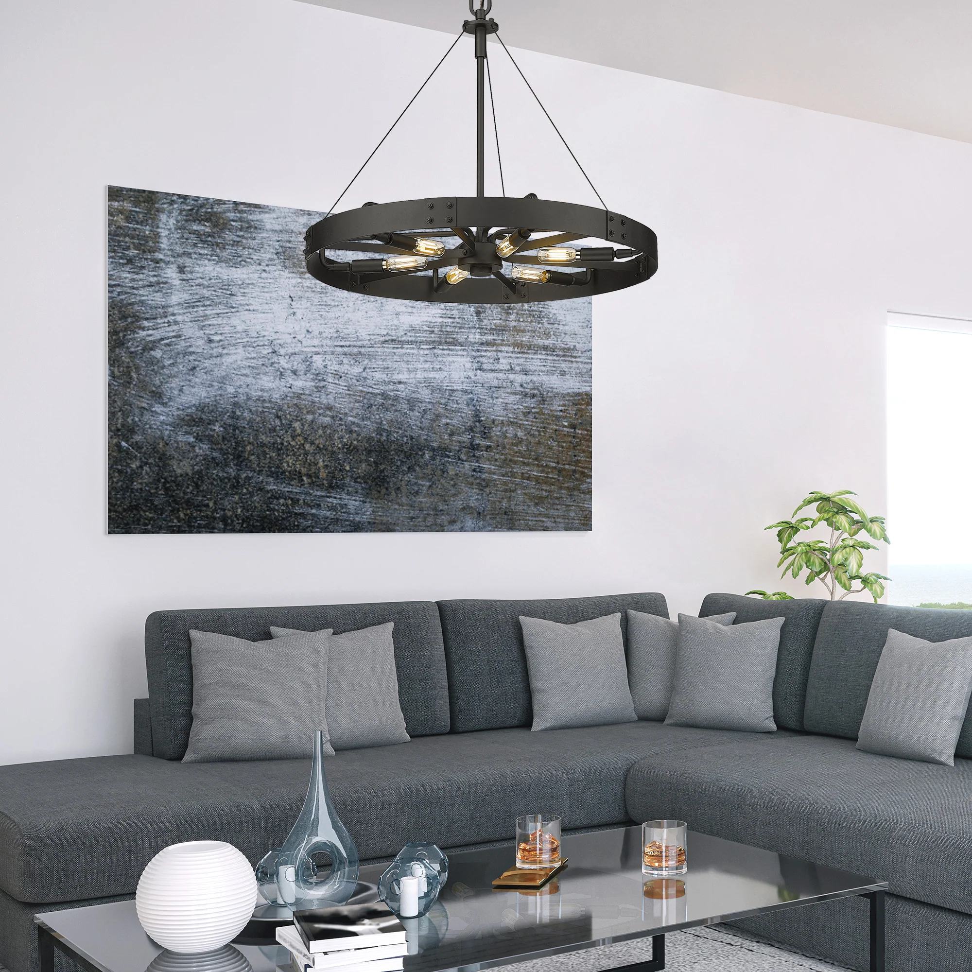 Golden Lighting Vaughn 6-light Pendant in Natural Black - Image 2