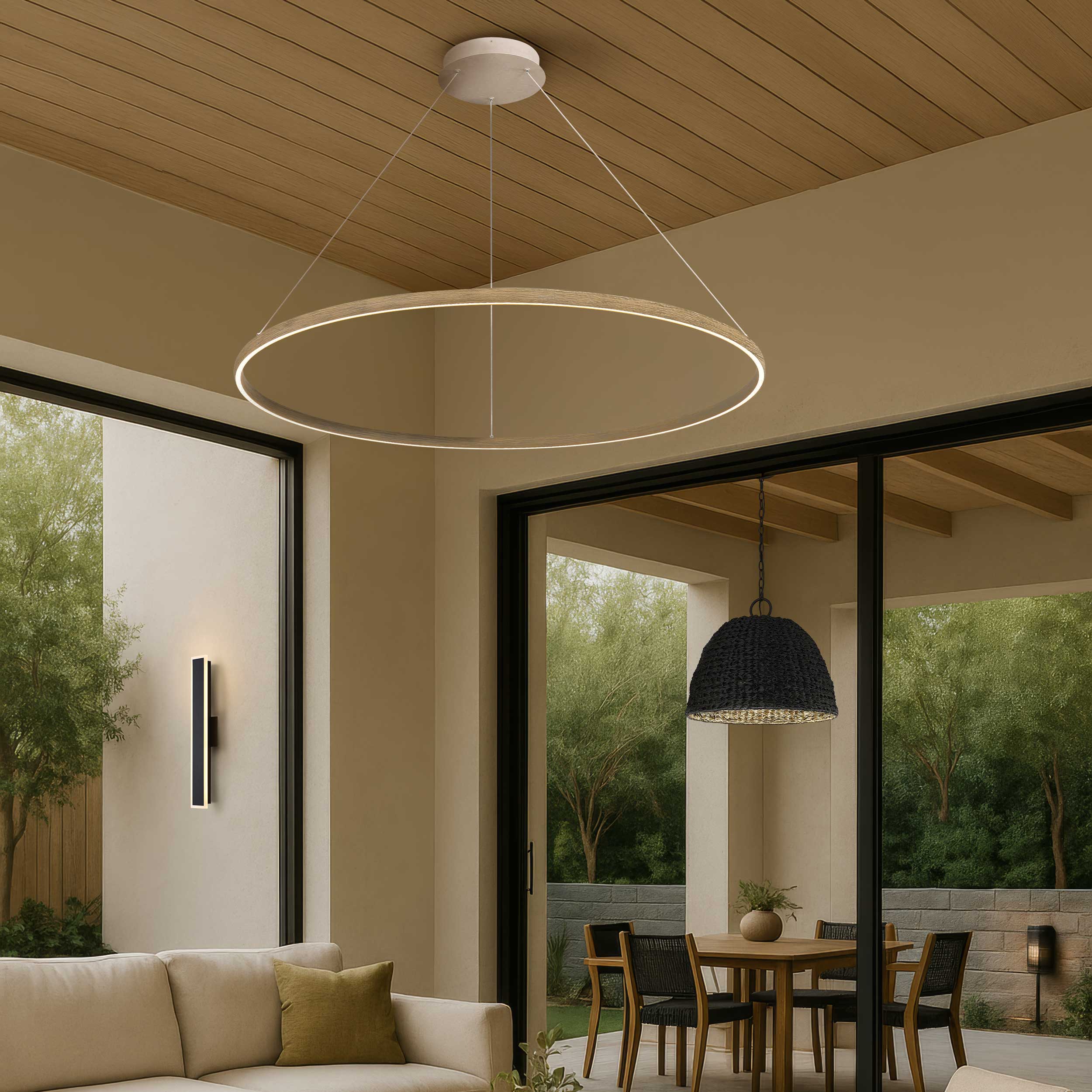 Golden Lighting Veritas Integrated LED 71in Chandelier in Driftwood - Image 2