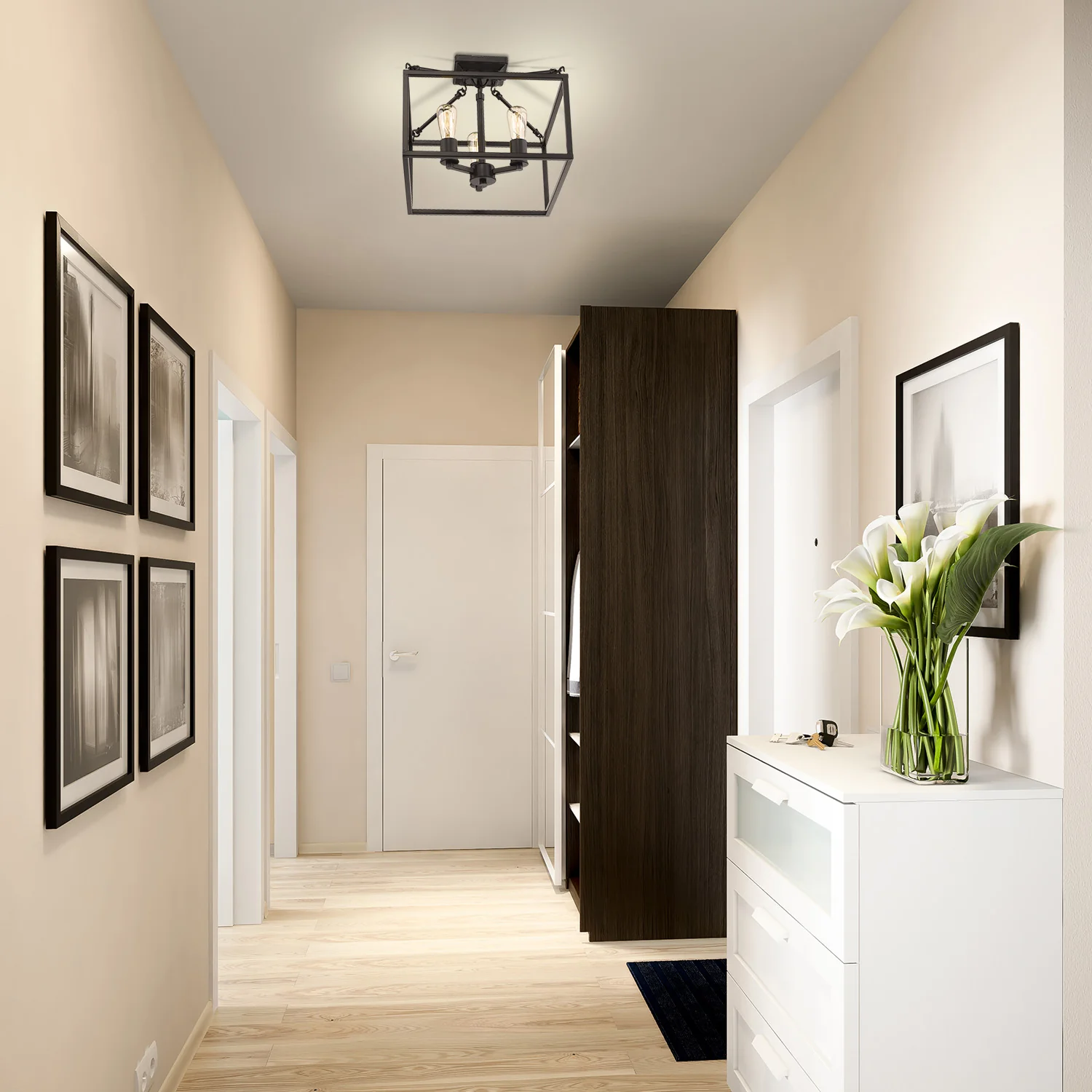 Golden Lighting Wesson 3-light Semi-Flush Mount in Matte Black - Image 2