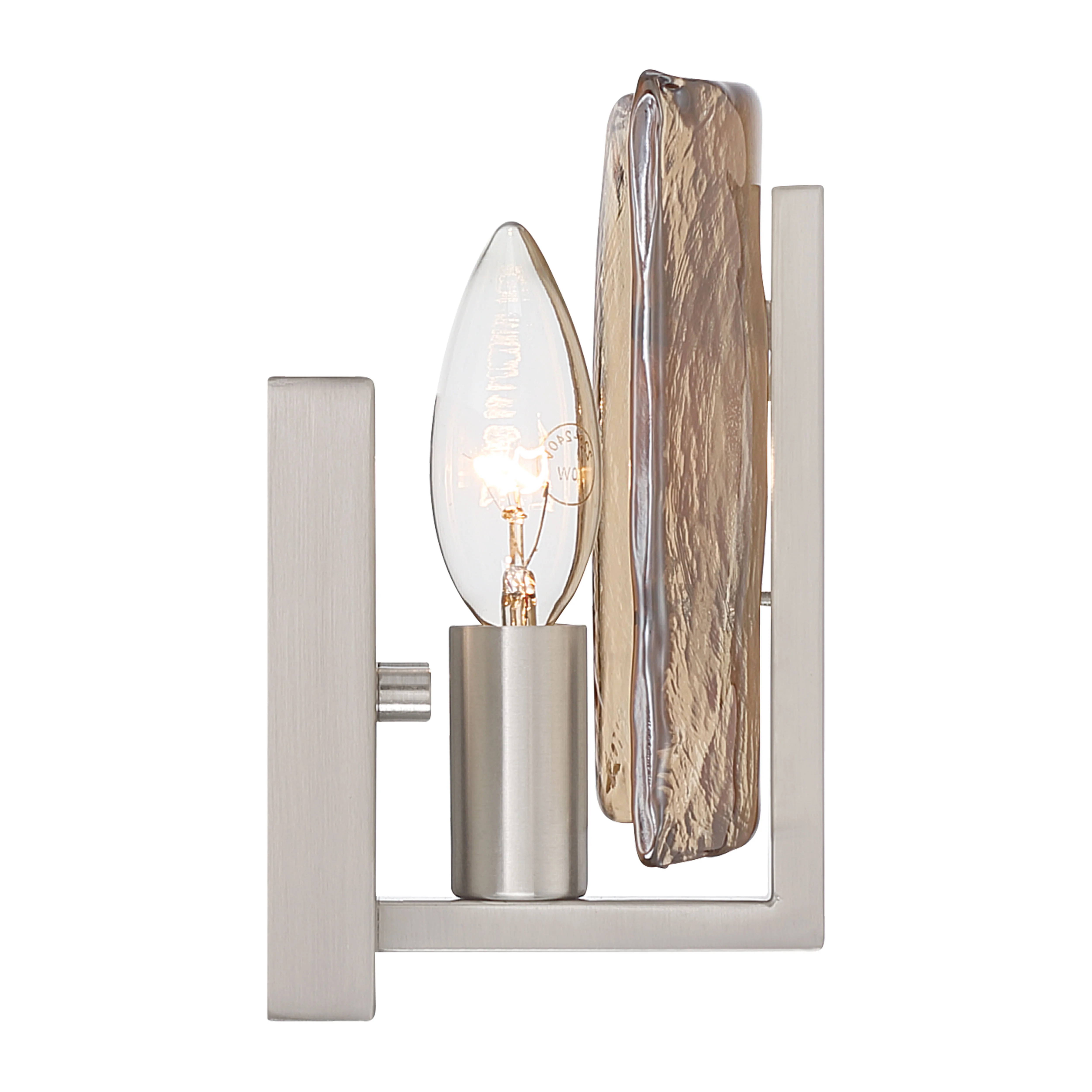 Yep by Golden Lighting Aenon 1-light Wall Sconce in Pewter with Amber Water Glass - Image 2