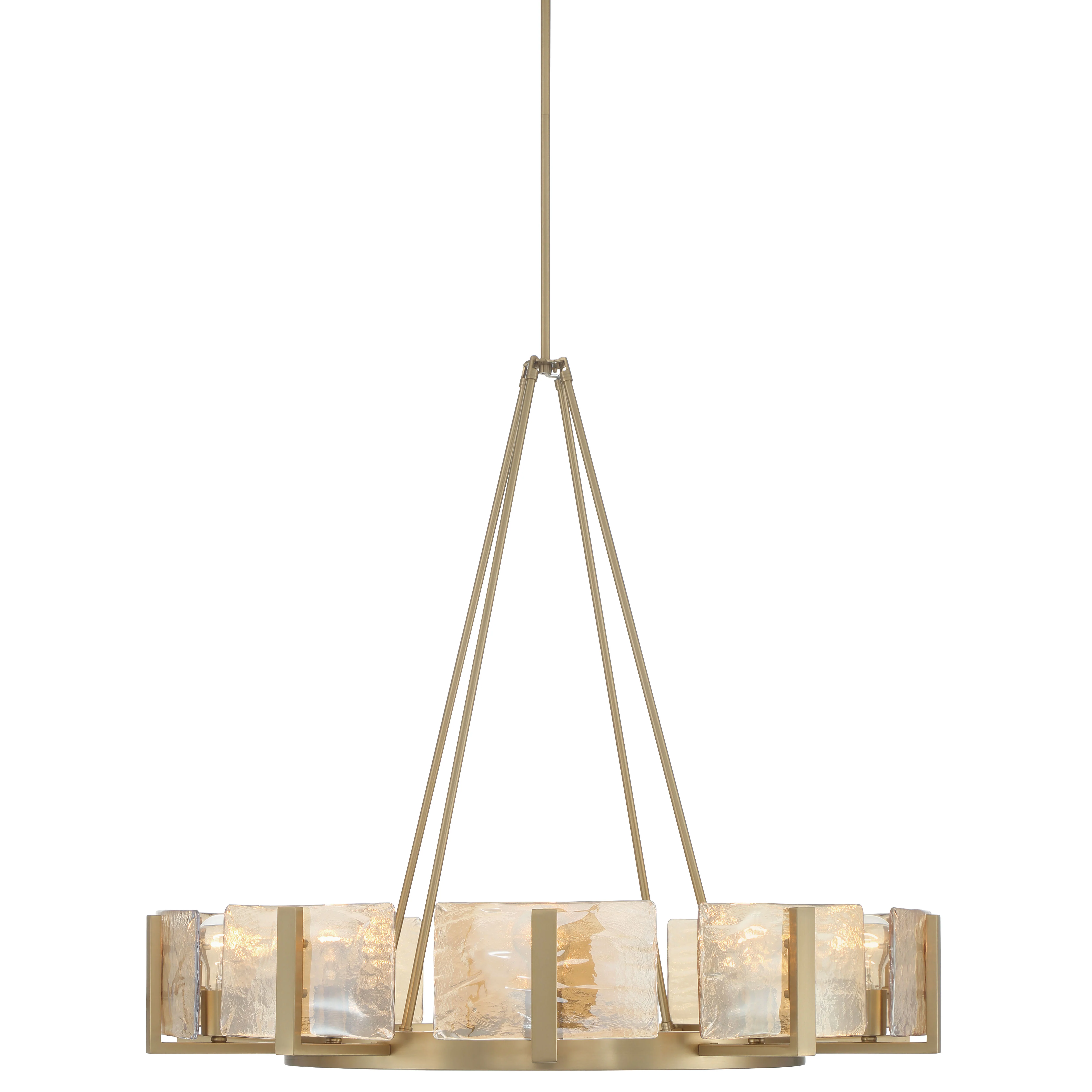 Yep by Golden Lighting Aenon 10-light Chandelier in Brushed Champagne Brass with Amber Water Glass - Image 2