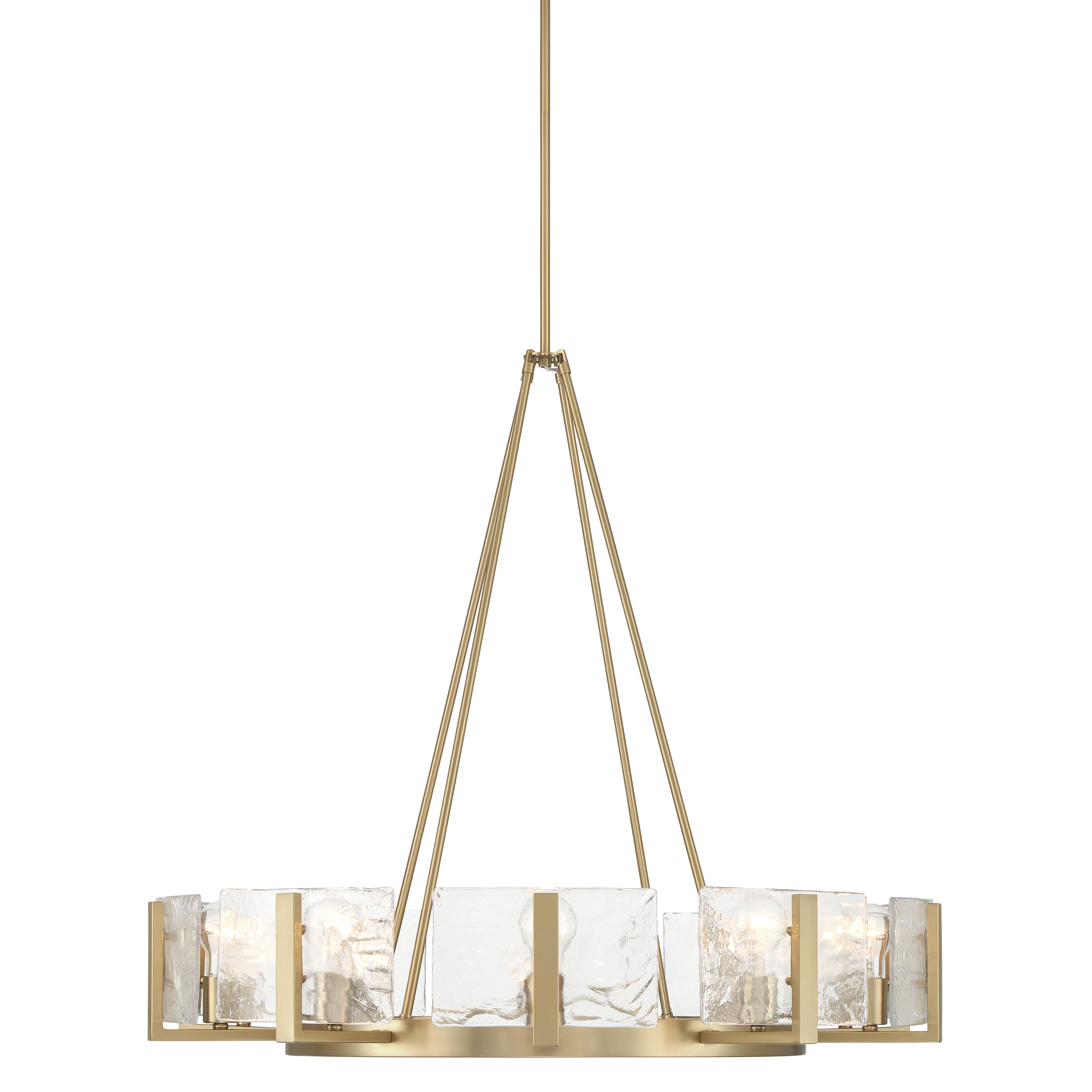 Yep by Golden Lighting Aenon 10-light Chandelier in Brushed Champagne Brass with Hammered Water Glass - Image 2