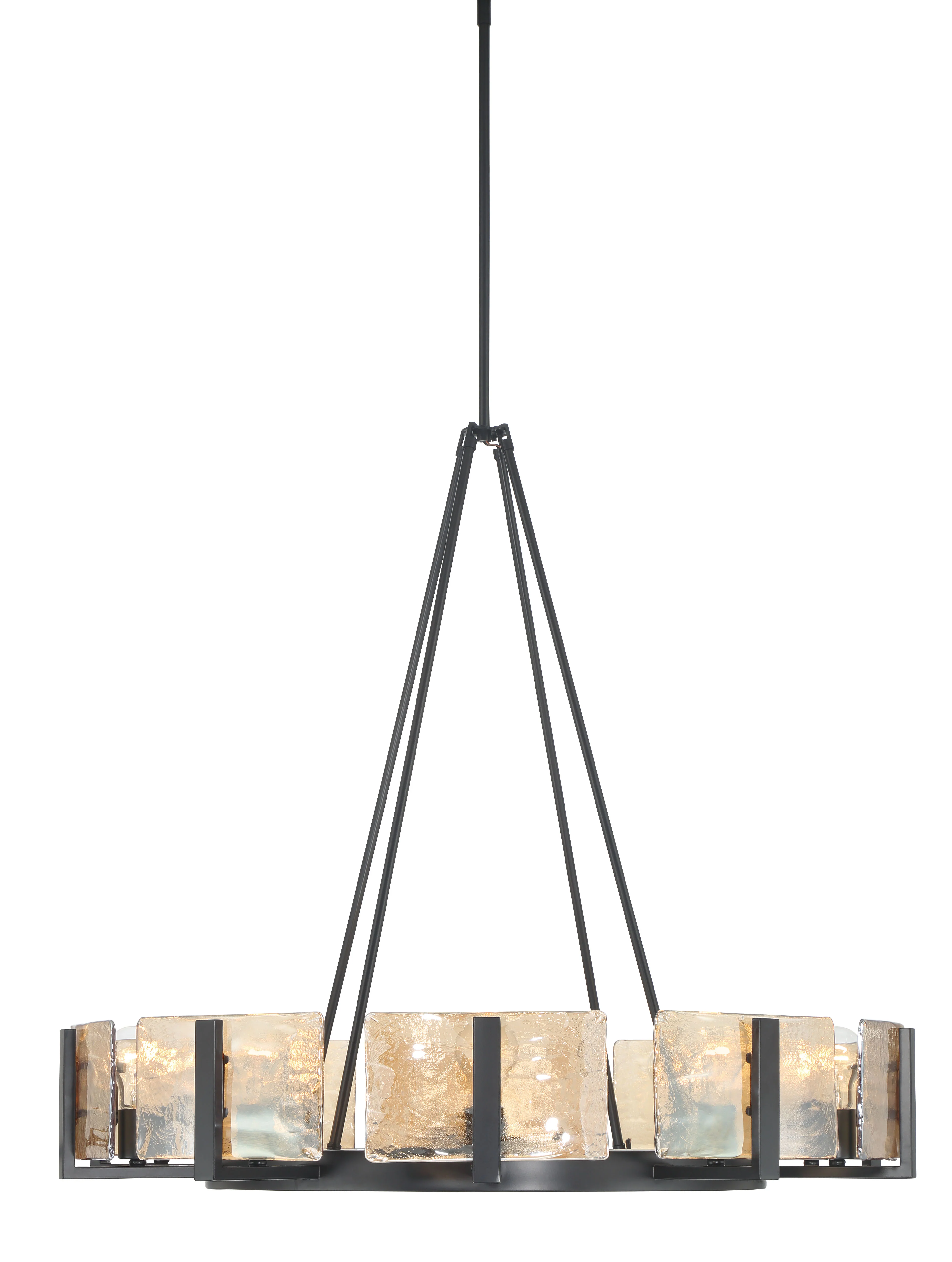 Yep by Golden Lighting Aenon 10-light Chandelier in Matte Black with Amber Water Glass - Image 2