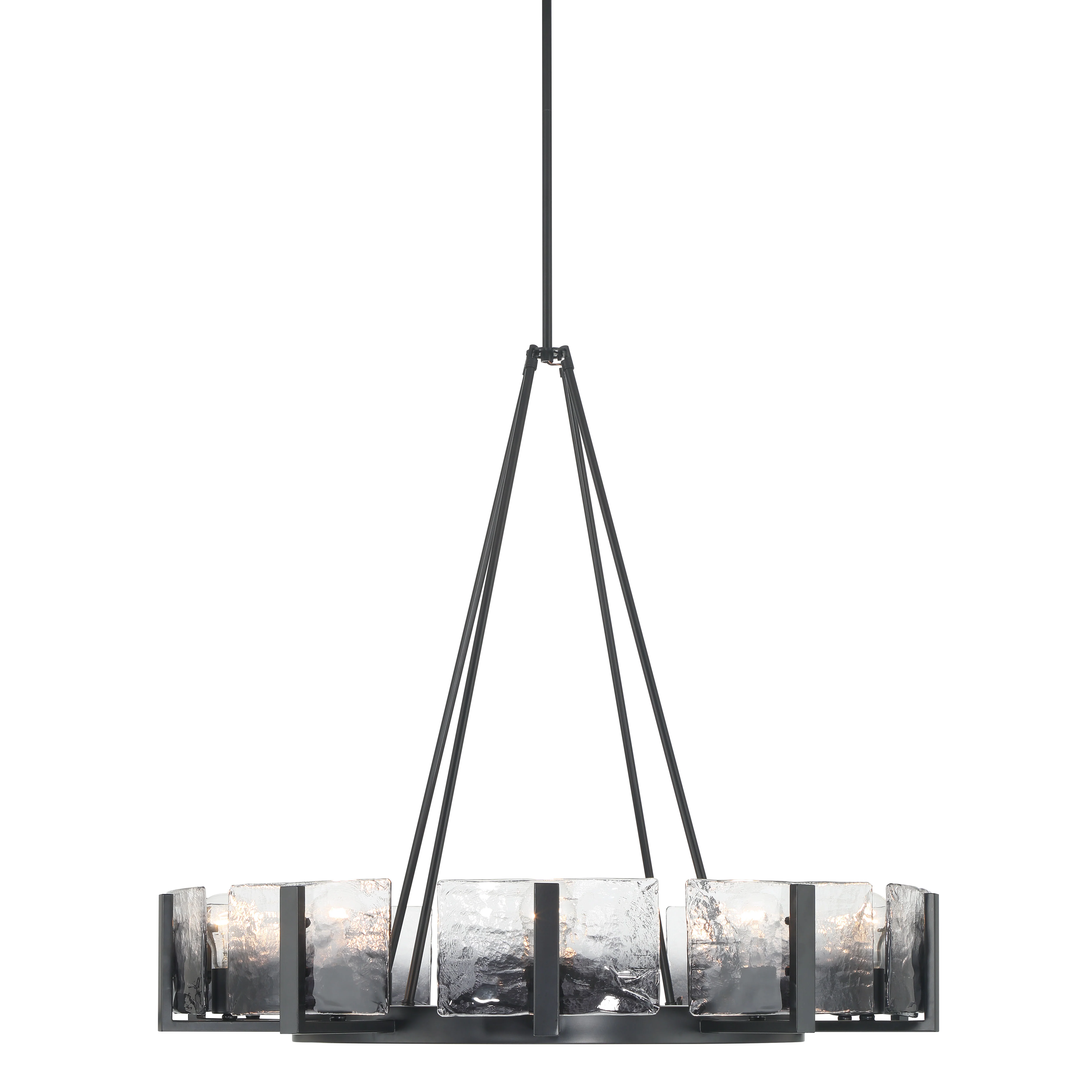 Yep by Golden Lighting Aenon 10-light Chandelier in Matte Black with Smokey Water Glass - Image 2