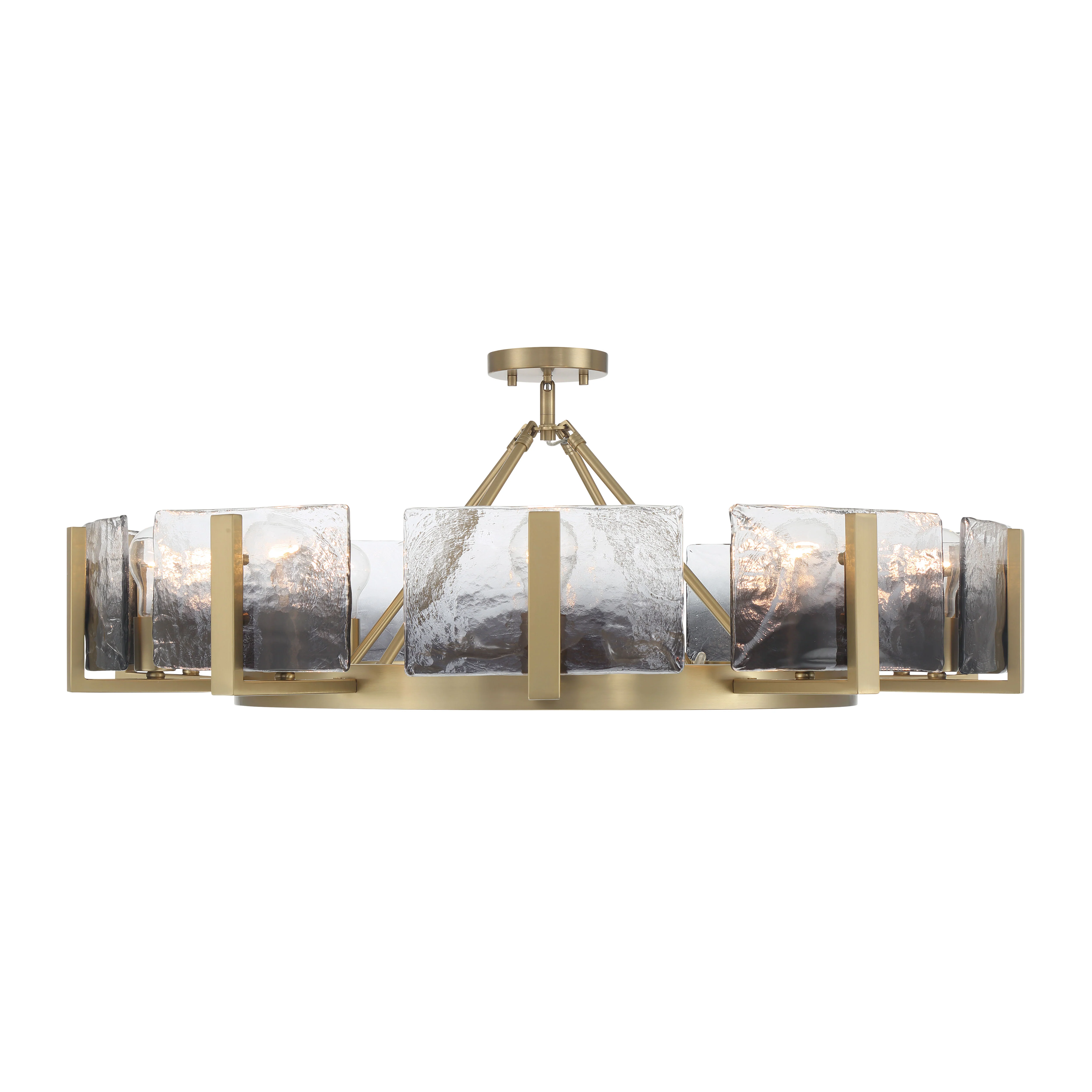 Yep by Golden Lighting Aenon 10-light Semi-Flush Mount in Brushed Champagne Brass with Smokey Water Glass - Image 2