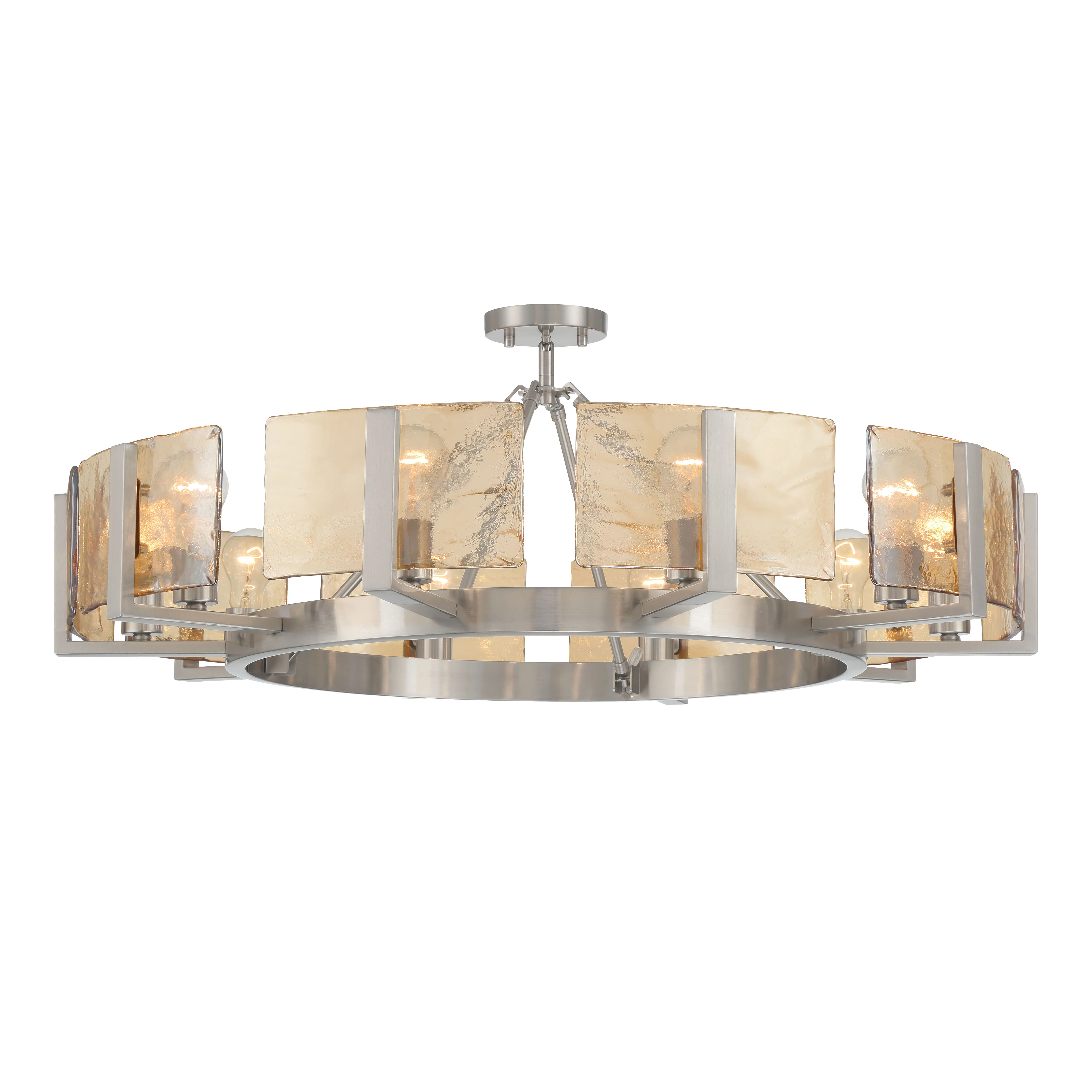 Yep by Golden Lighting Aenon 10-light Semi-Flush Mount in Pewter with Amber Water Glass
