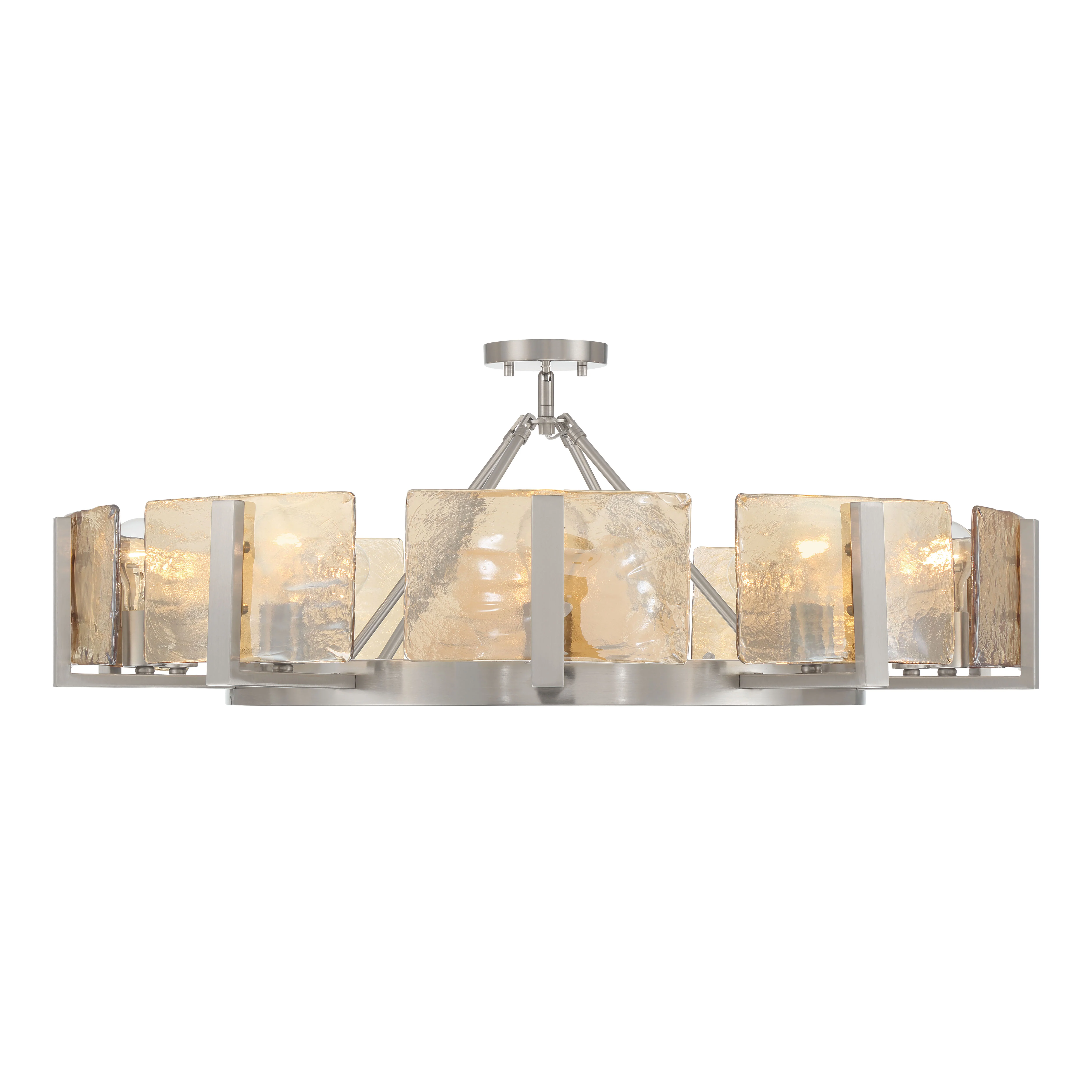 Yep by Golden Lighting Aenon 10-light Semi-Flush Mount in Pewter with Amber Water Glass - Image 2