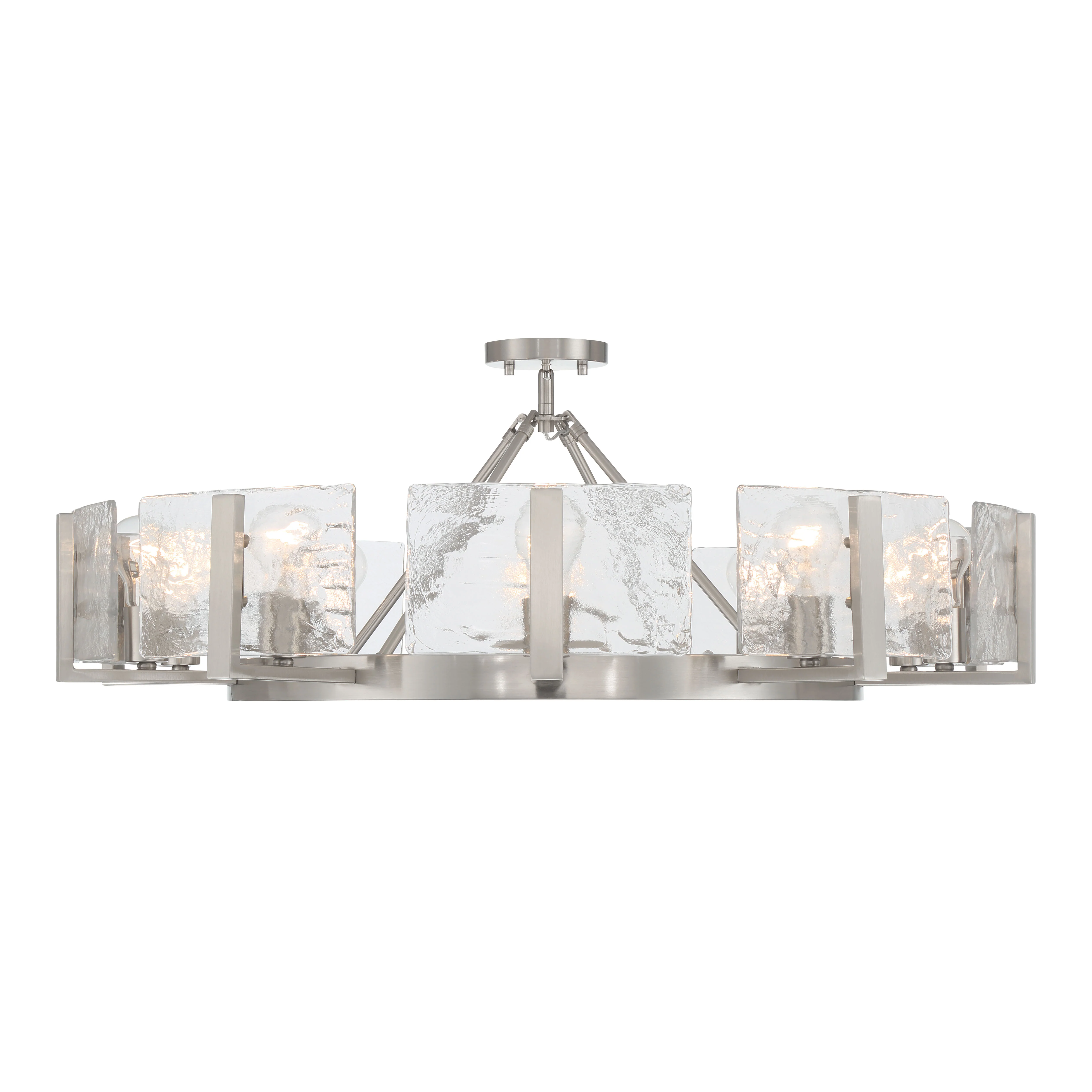 Yep by Golden Lighting Aenon 10-light Semi-Flush Mount in Pewter with Hammered Water Glass - Image 2