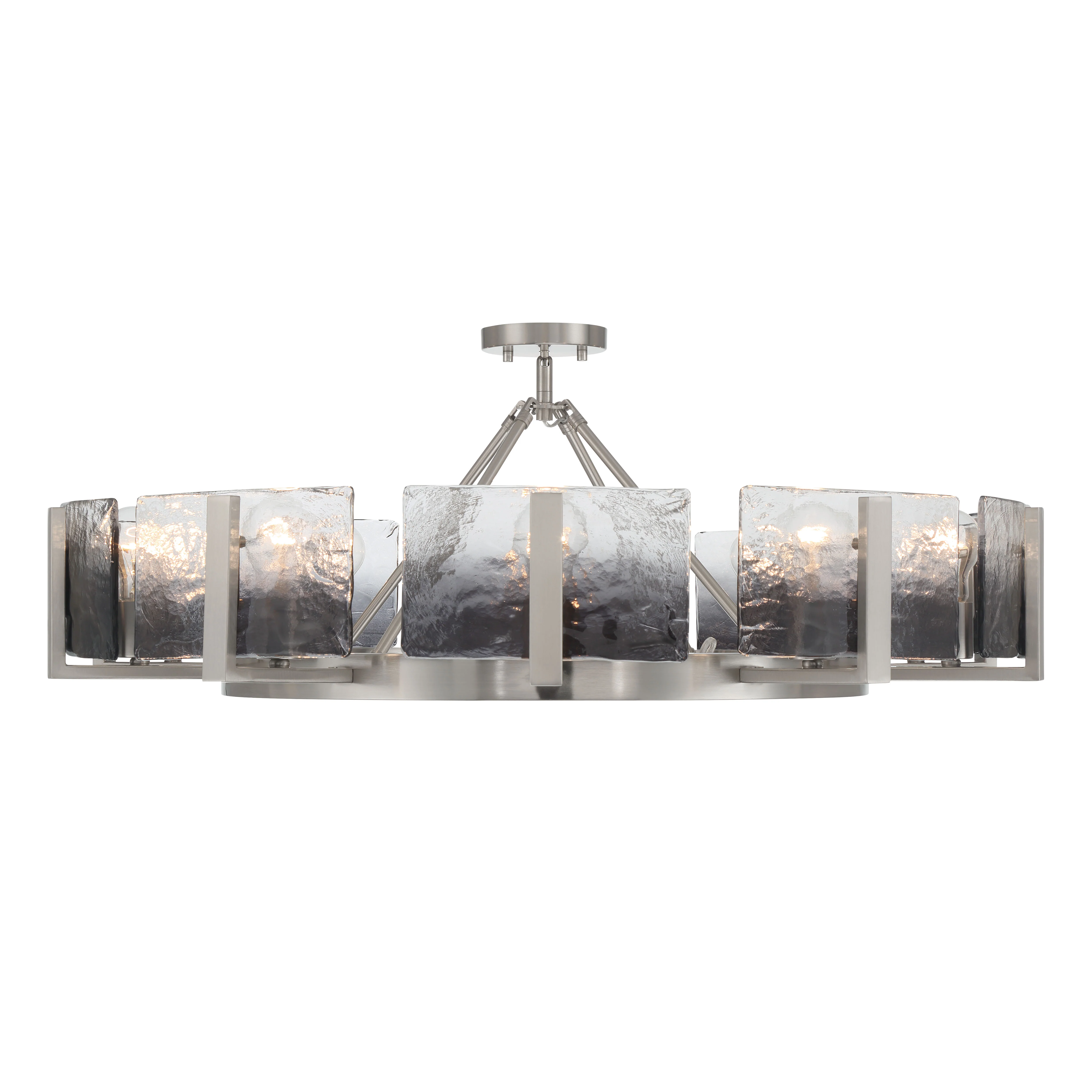 Yep by Golden Lighting Aenon 10-light Semi-Flush Mount in Pewter with Smokey Water Glass - Image 2