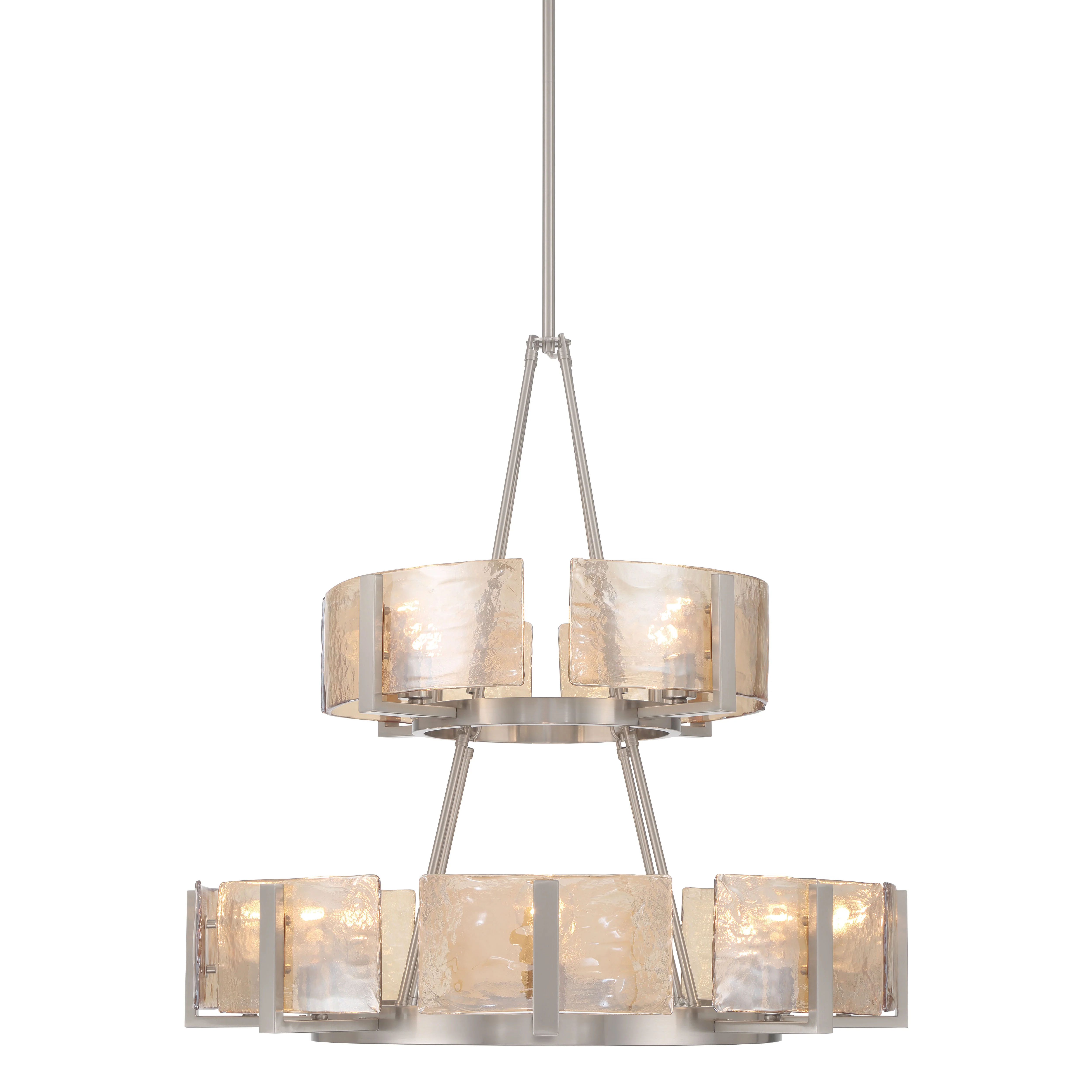 Yep by Golden Lighting Aenon 12-light 2-tier Chandelier (4+8) in Pewter with Amber Water Glass - Image 2