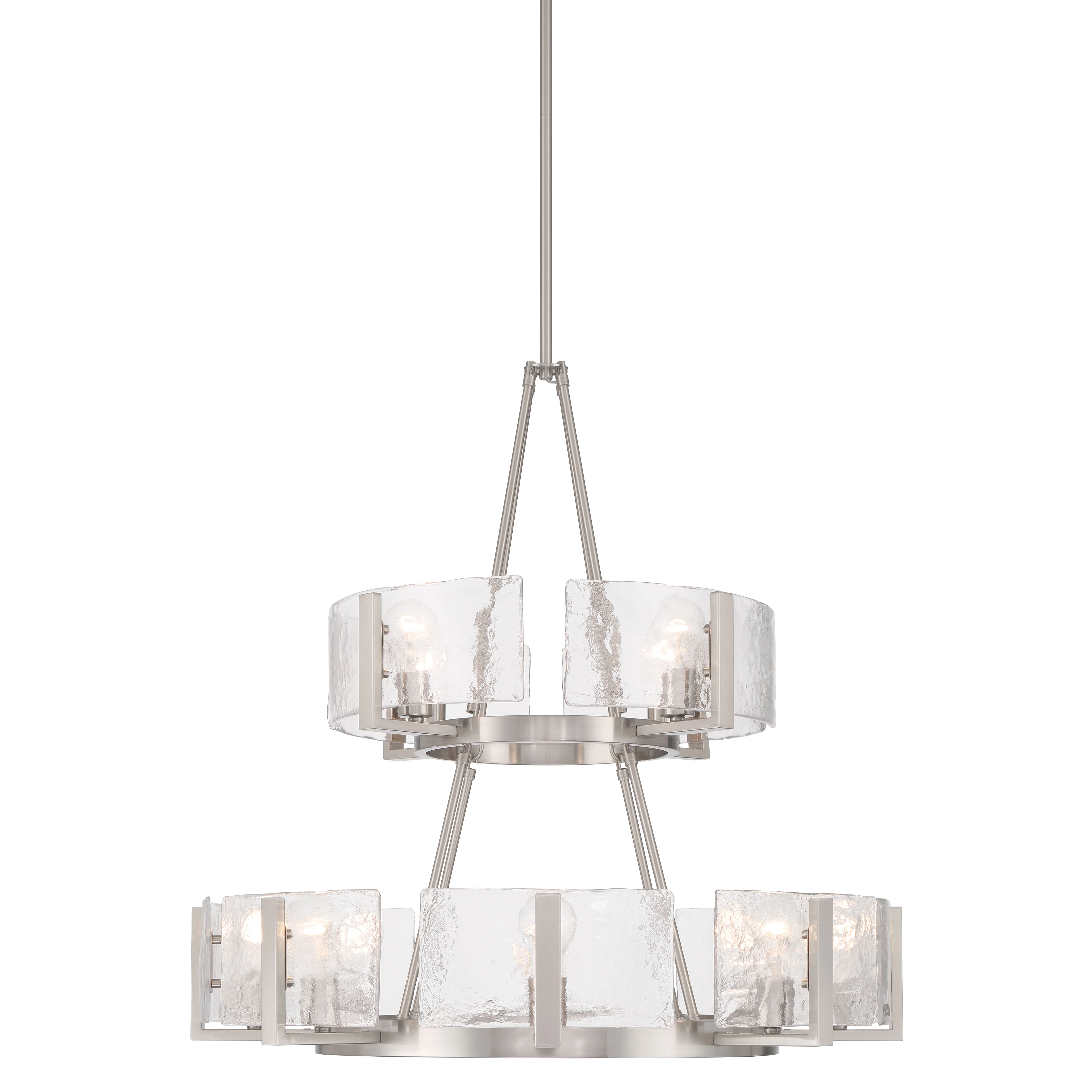 Yep by Golden Lighting Aenon 12-light 2-tier Chandelier (4+8) in Pewter with Hammered Water Glass - Image 2