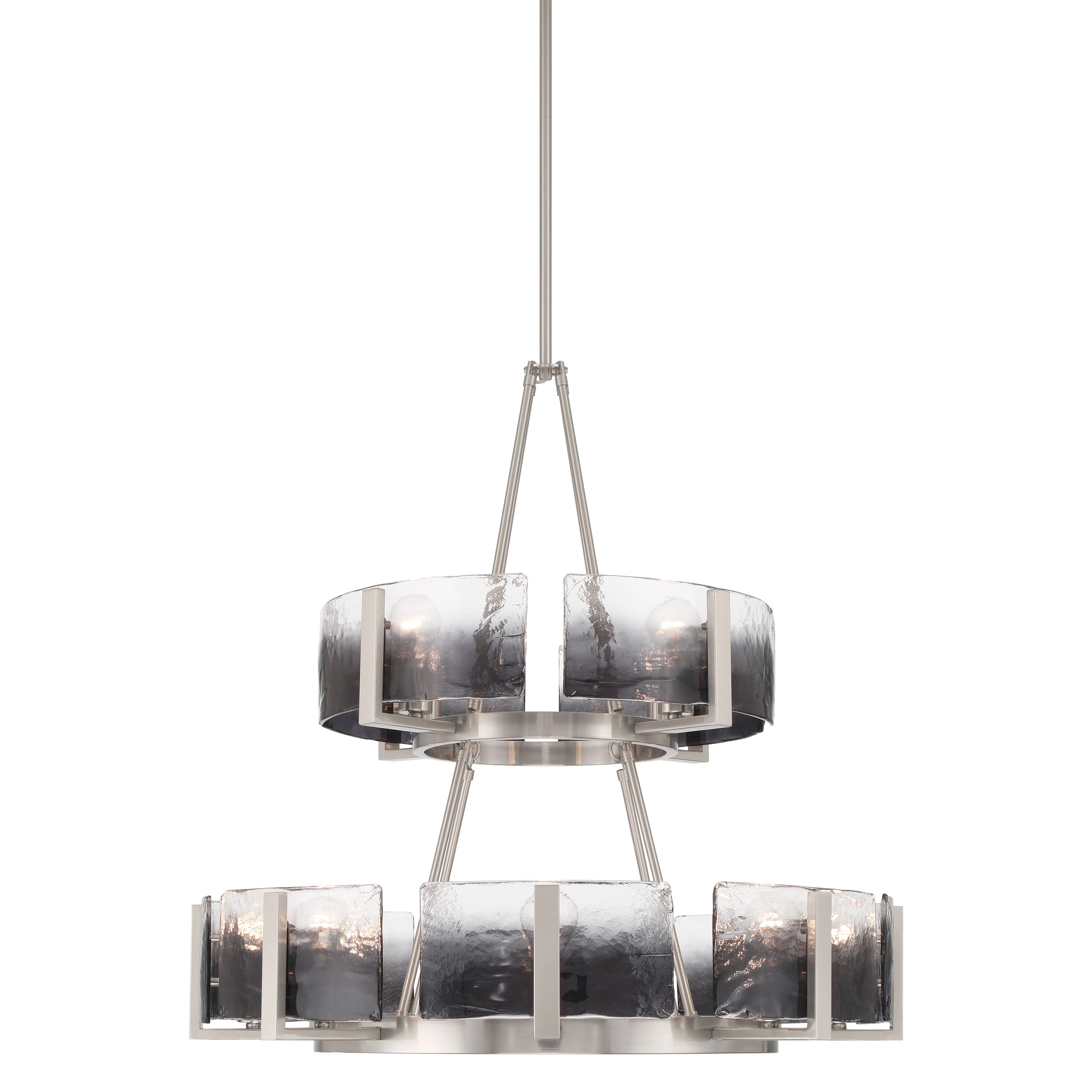 Yep by Golden Lighting Aenon 12-light 2-tier Chandelier (4+8) in Pewter with Smokey Water Glass - Image 2