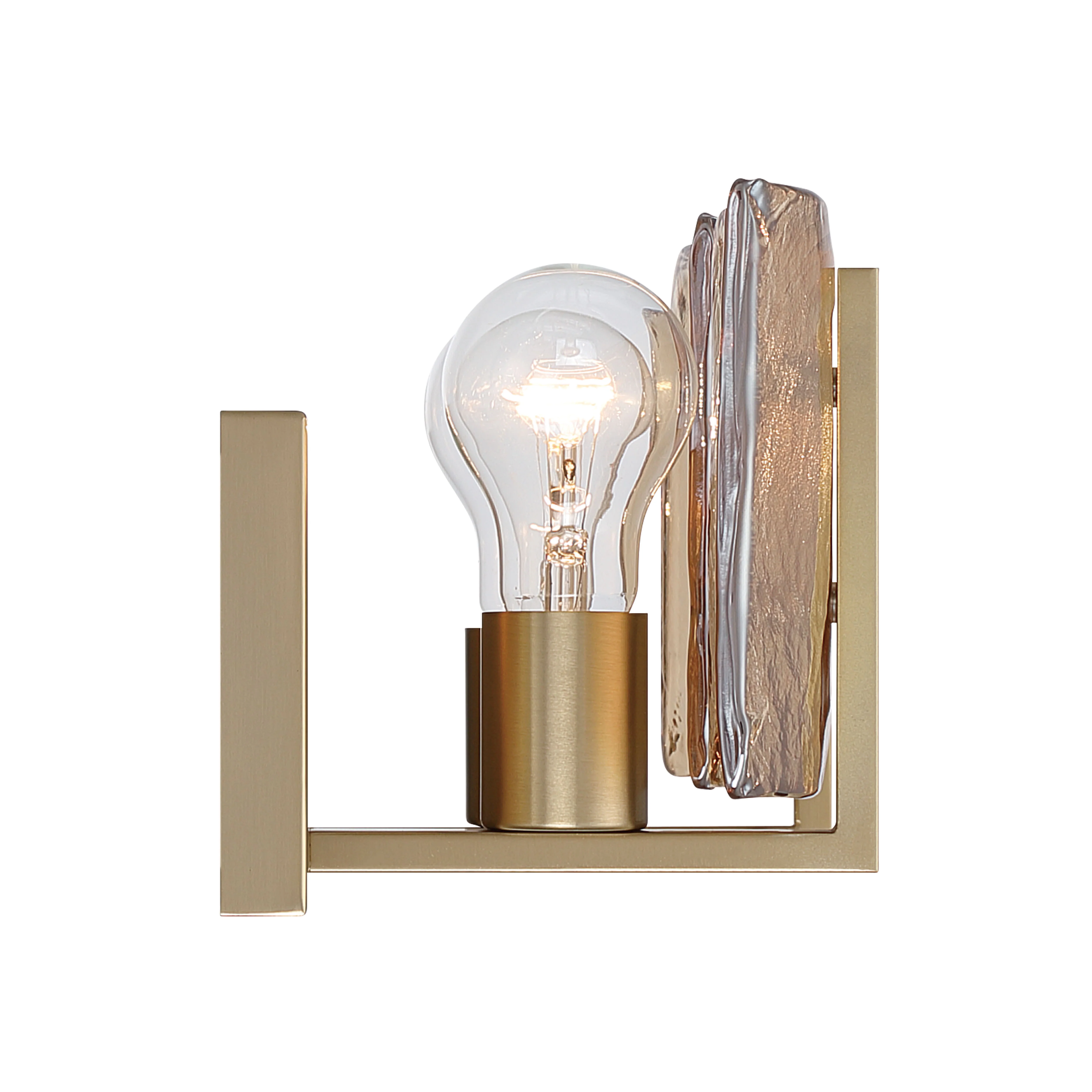 Yep by Golden Lighting Aenon 2-light Vanity in Brushed Champagne Brass with Amber Water Glass - Image 2