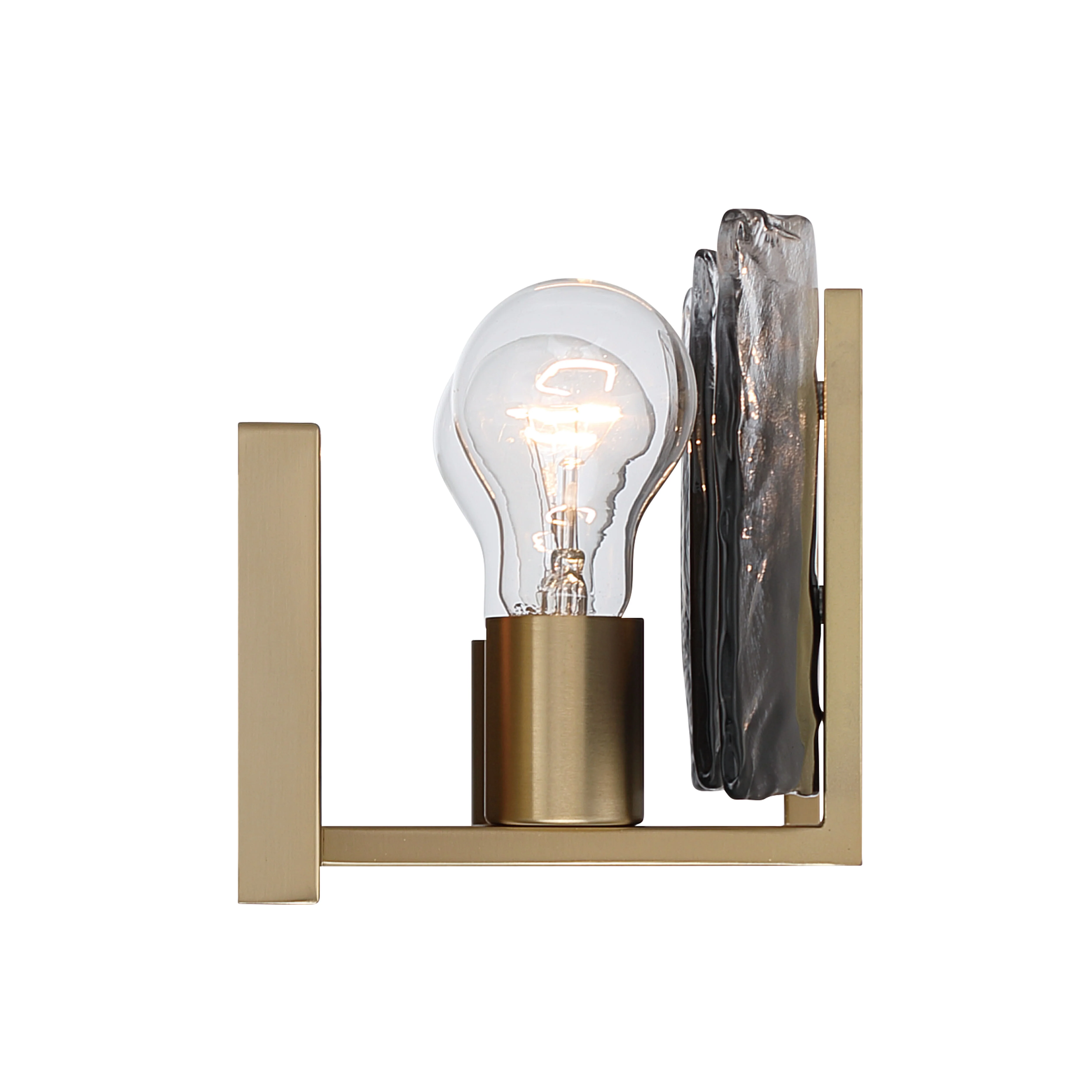 Yep by Golden Lighting Aenon 2-light Vanity in Brushed Champagne Brass with Smokey Water Glass - Image 2