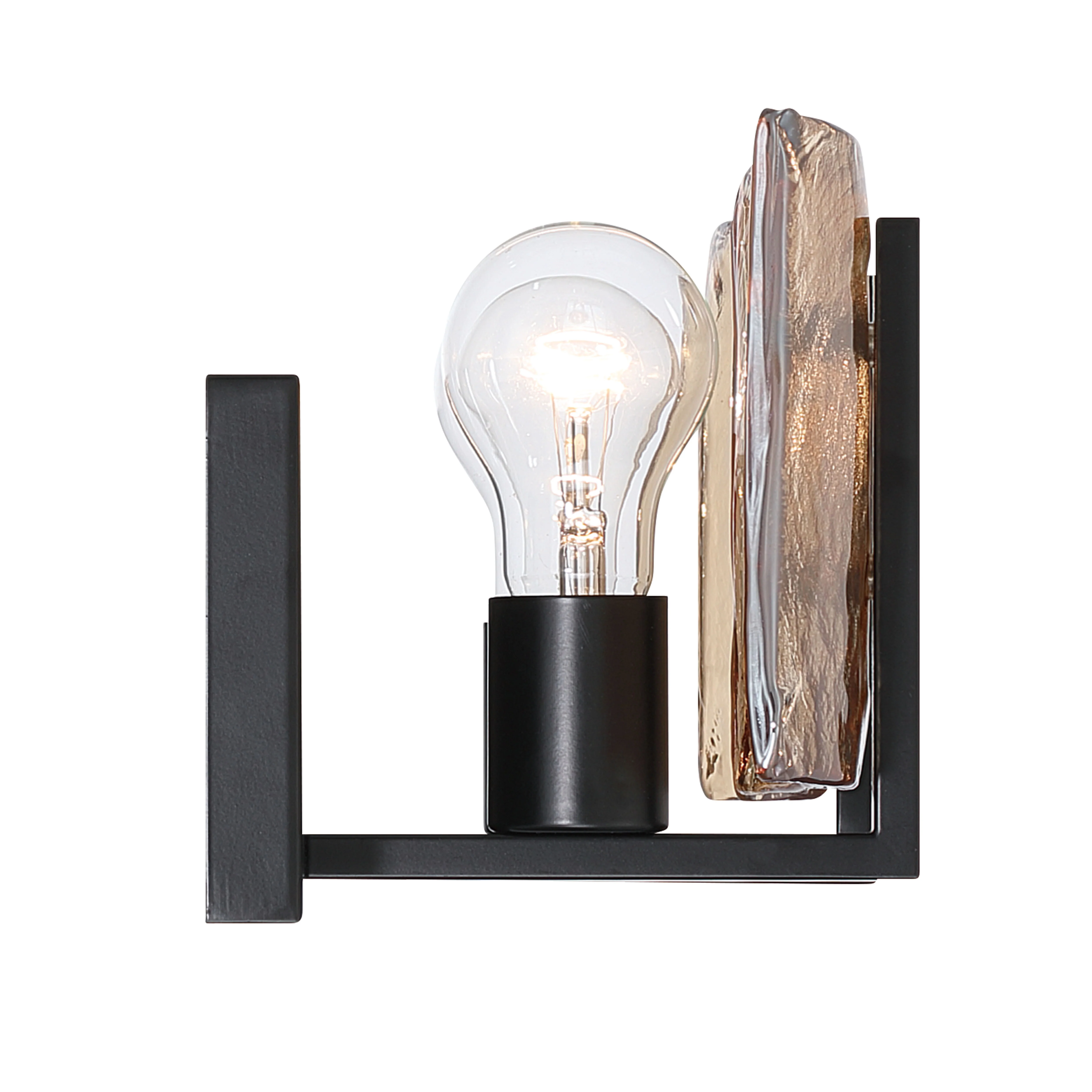 Yep by Golden Lighting Aenon 2-light Vanity in Matte Black with Amber Water Glass - Image 2