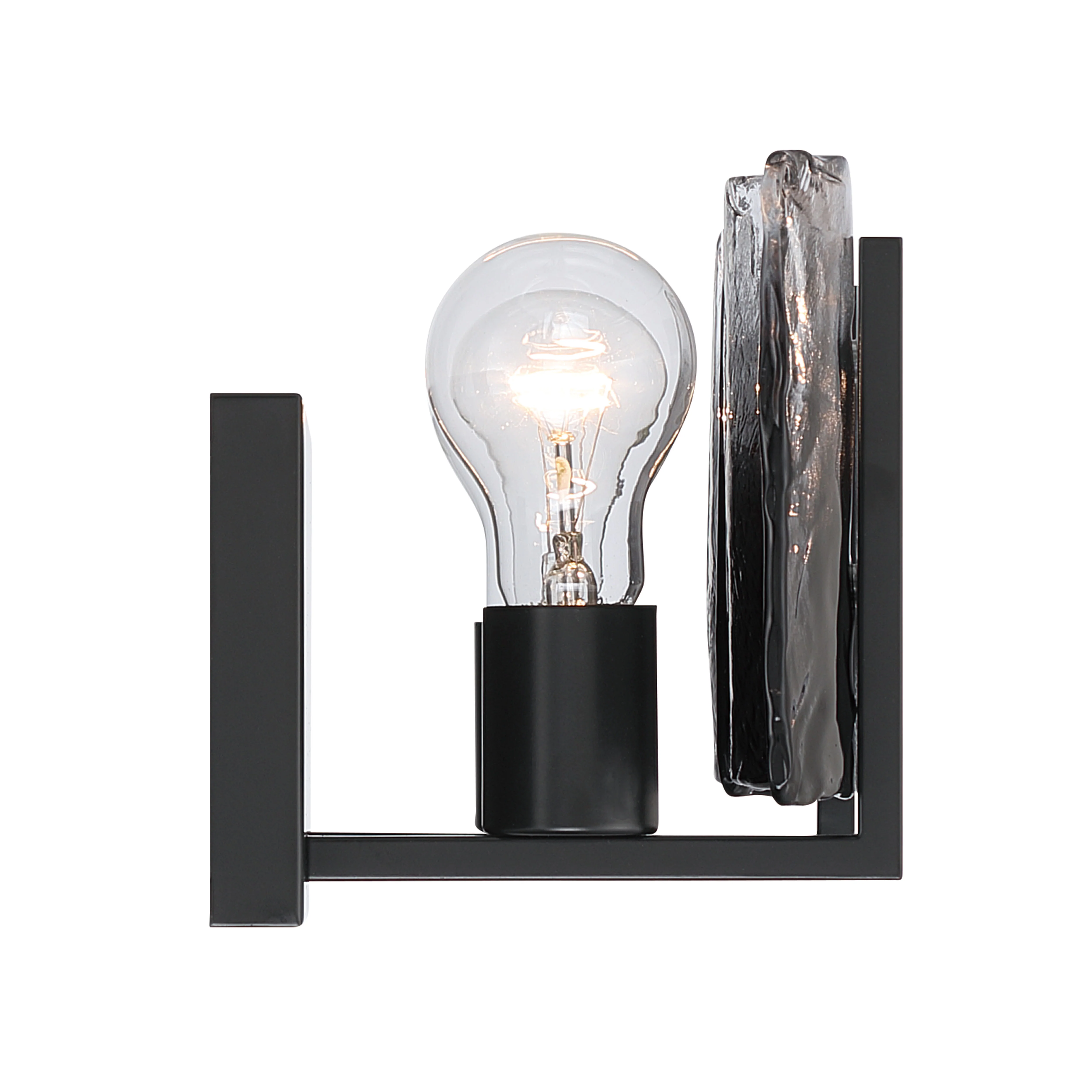 Yep by Golden Lighting Aenon 2-light Vanity in Matte Black with Smokey Water Glass - Image 2