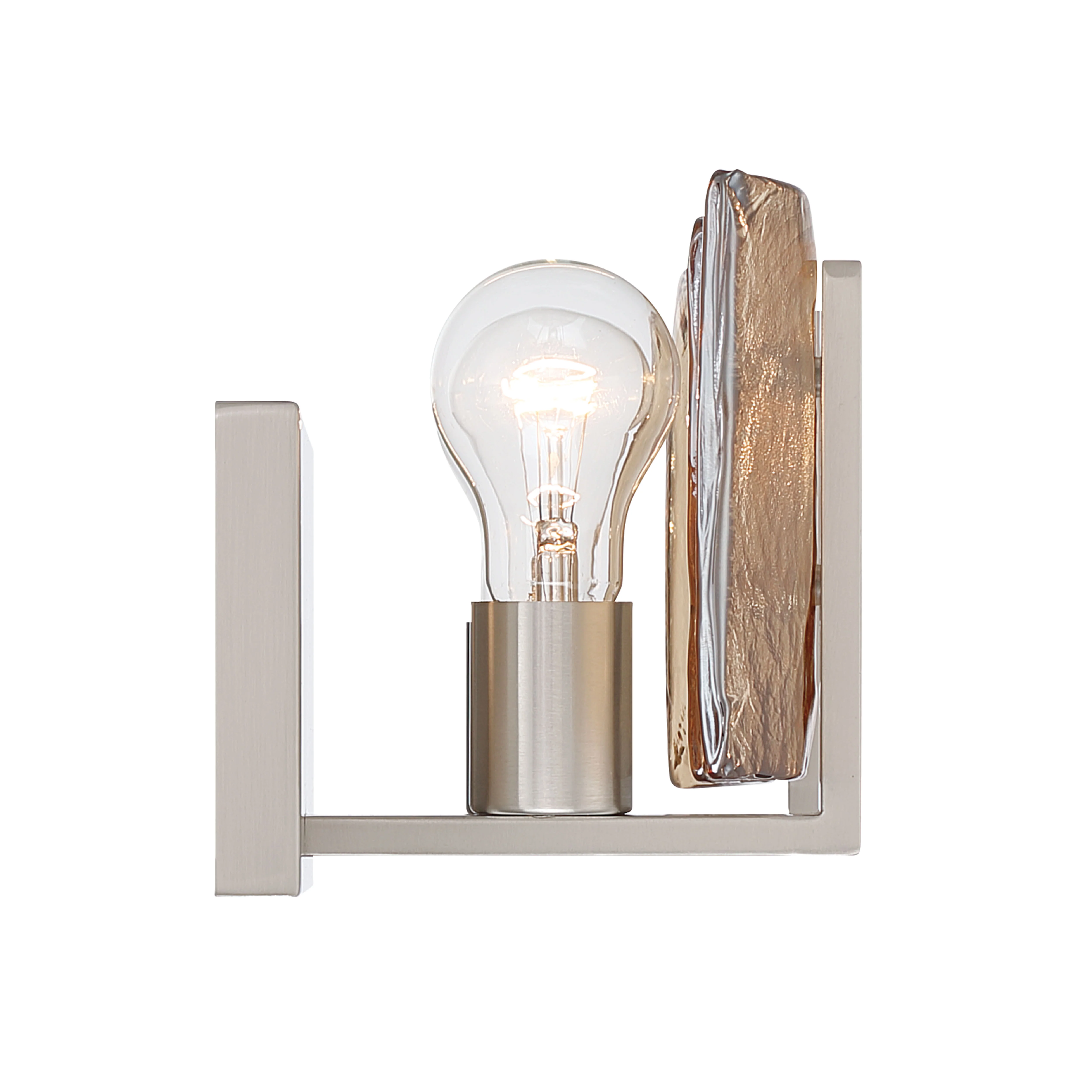 Yep by Golden Lighting Aenon 2-light Vanity in Pewter with Amber Water Glass - Image 2