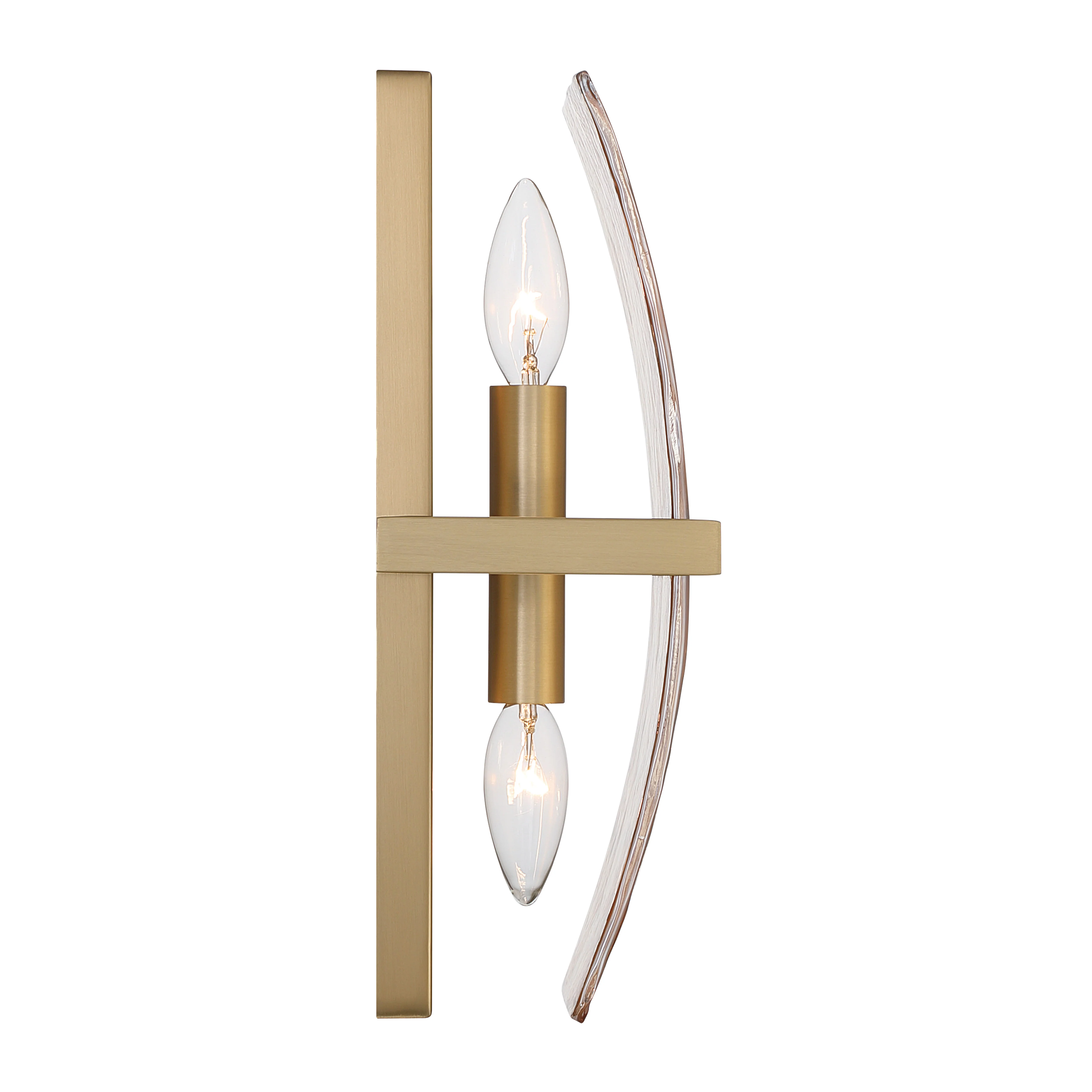 Yep by Golden Lighting Aenon 2-light Wall Sconce in Brushed Champagne Brass with Amber Water Glass - Image 2