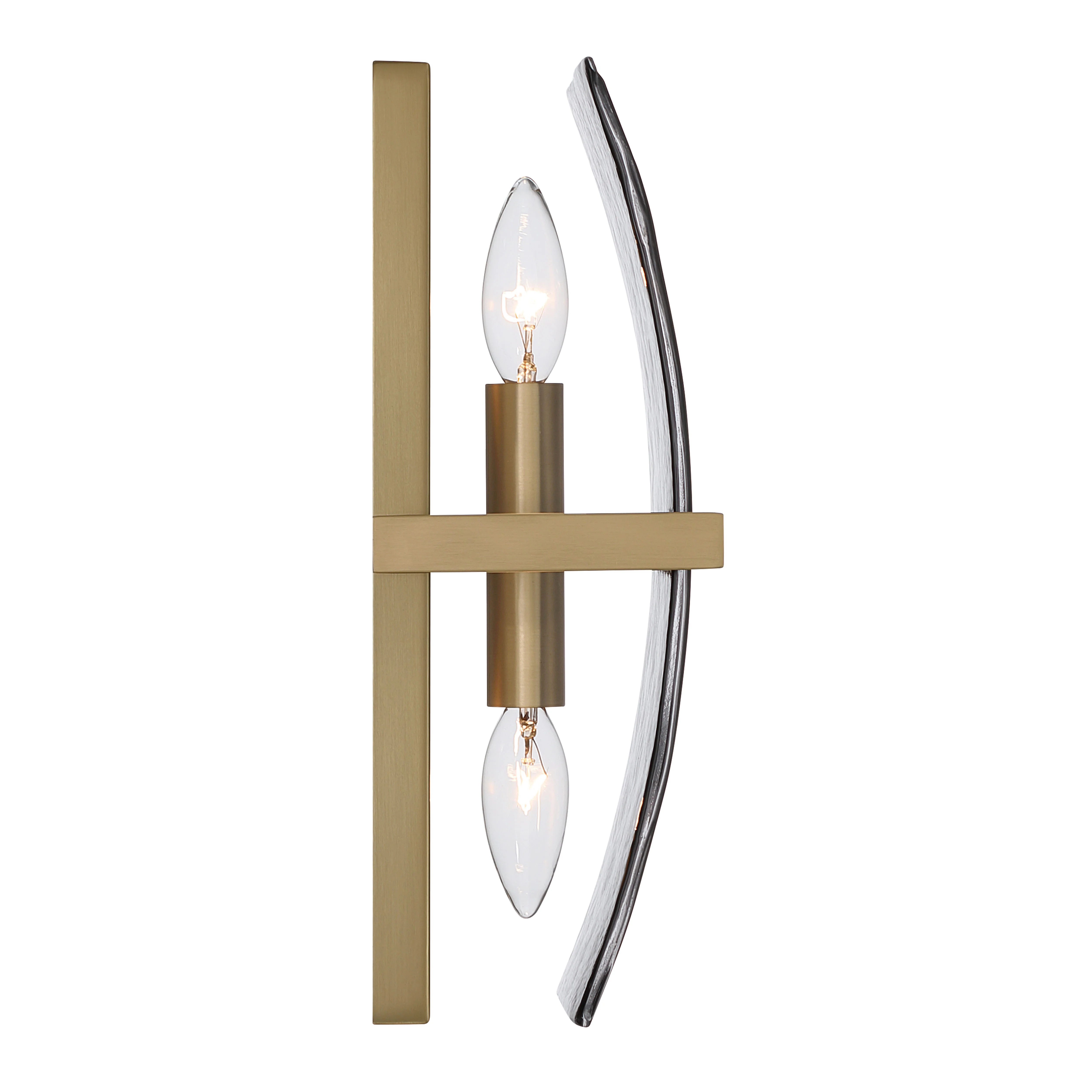 Yep by Golden Lighting Aenon 2-light Wall Sconce in Brushed Champagne Brass with Smokey Water Glass - Image 2