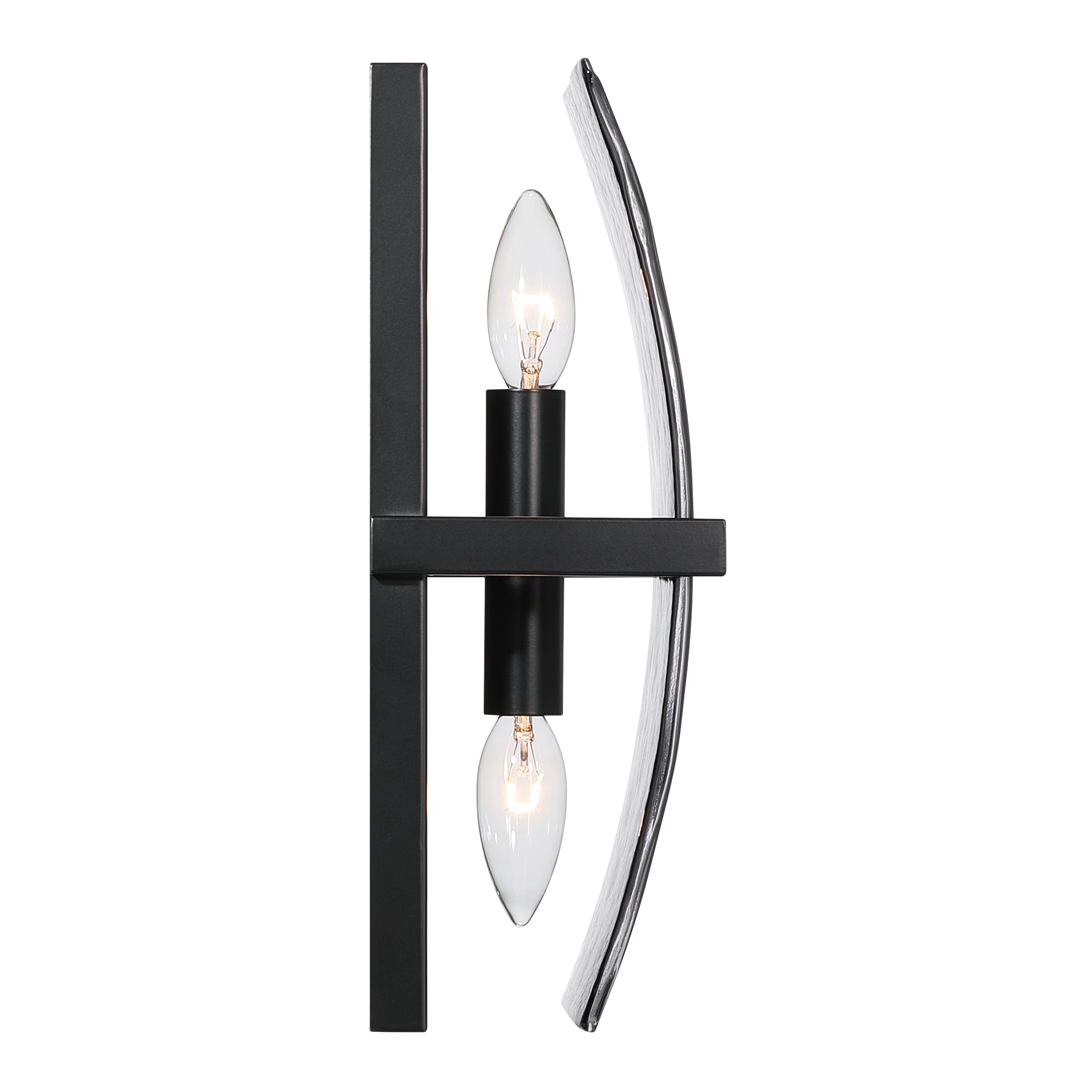 Yep by Golden Lighting Aenon 2-light Wall Sconce in Matte Black with Smokey Water Glass - Image 2