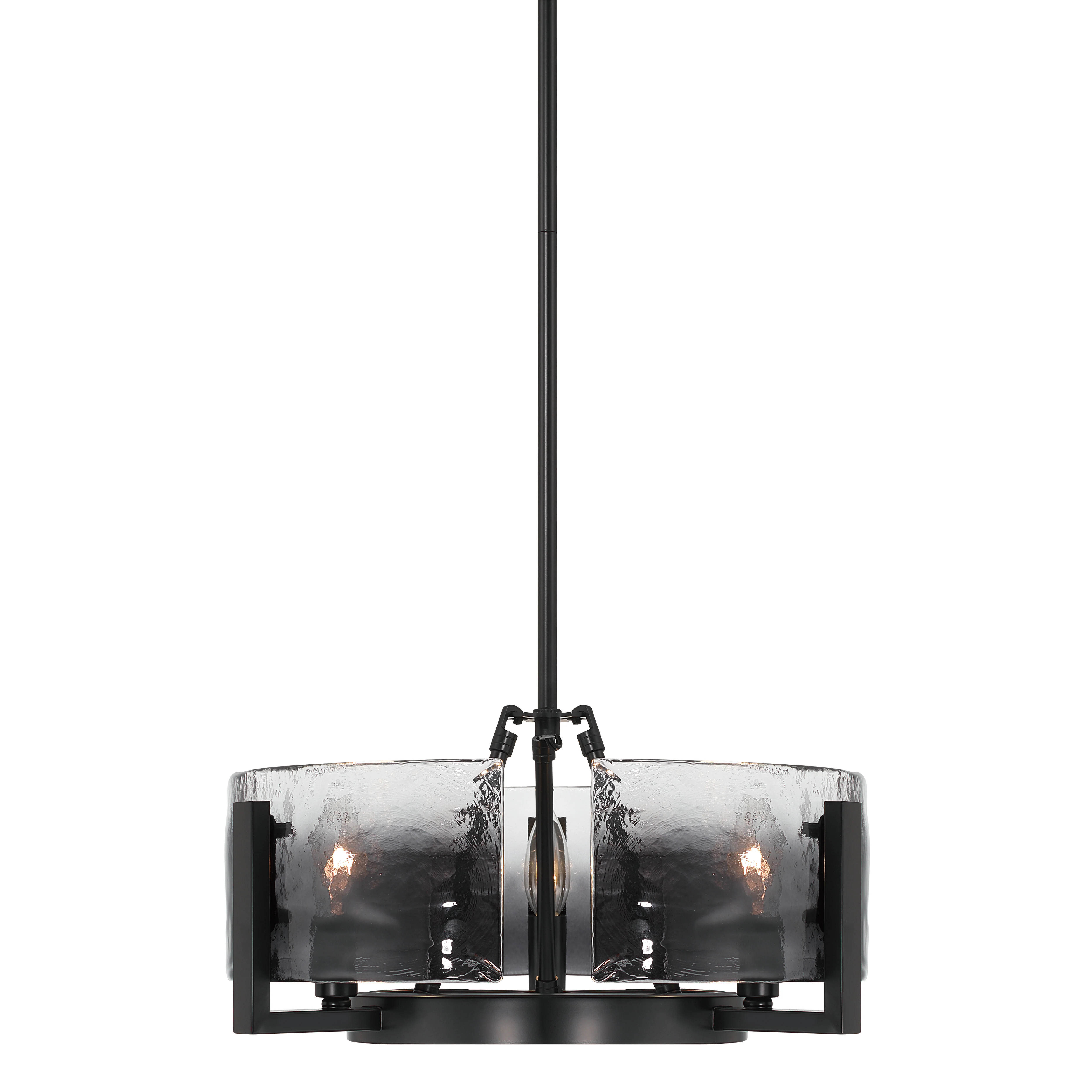 Yep by Golden Lighting Aenon 3-light Chandelier in Matte Black with Smokey Water Glass - Image 2