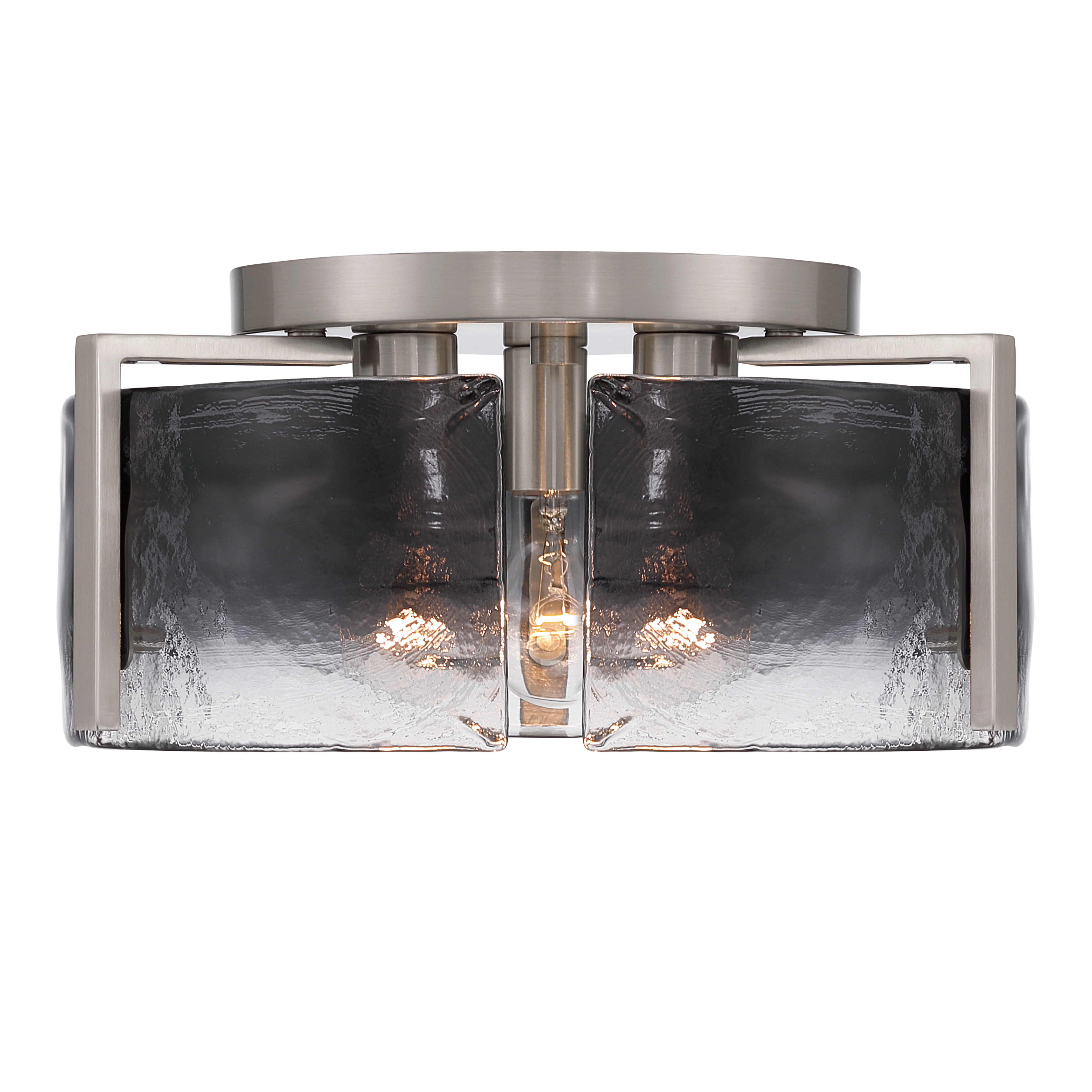 Yep by Golden Lighting Aenon 3-light Flush Mount in Pewter with Smokey Water Glass - Image 2