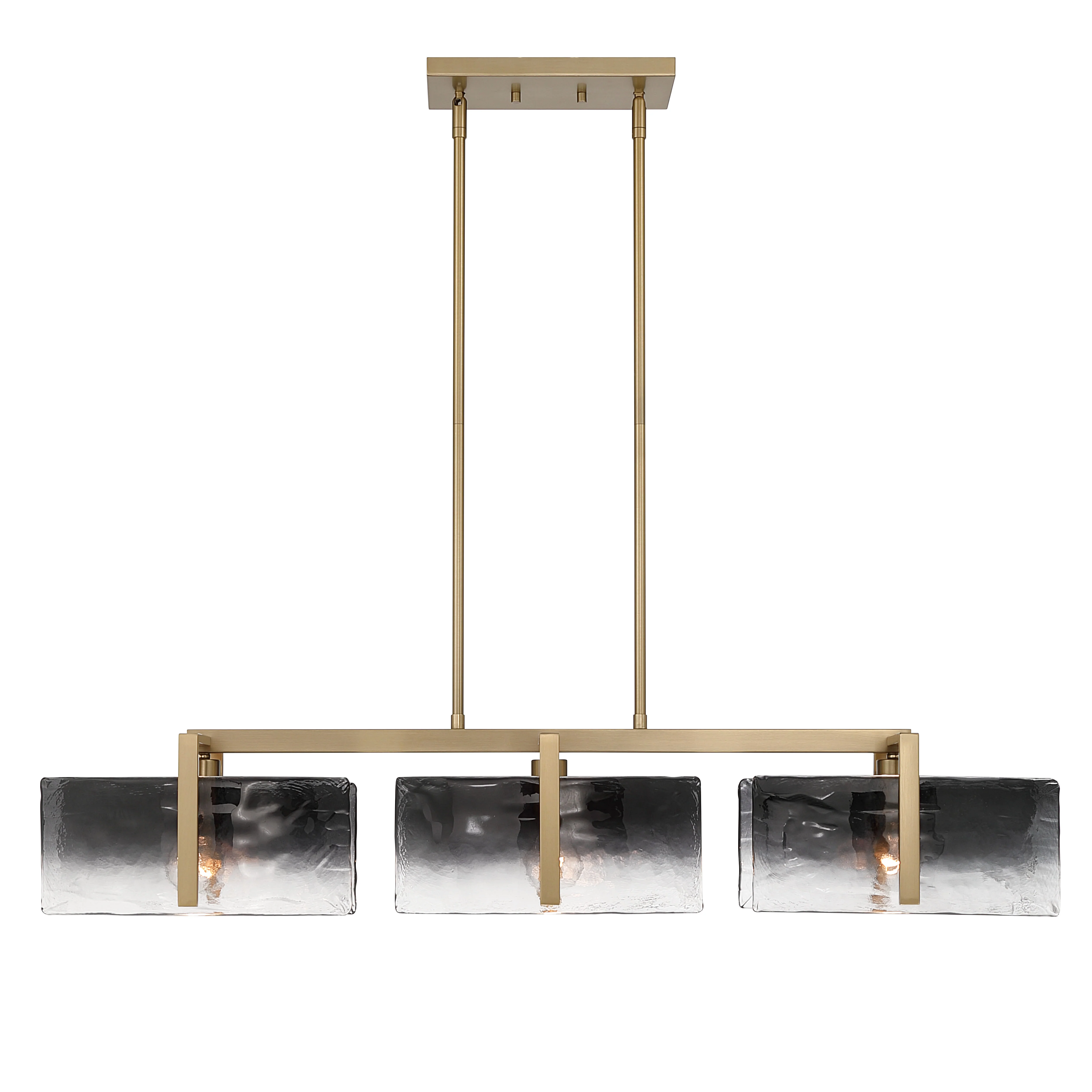 Yep by Golden Lighting Aenon 3-light Island Light in Brushed Champagne Brass with Smokey Water Glass - Image 2