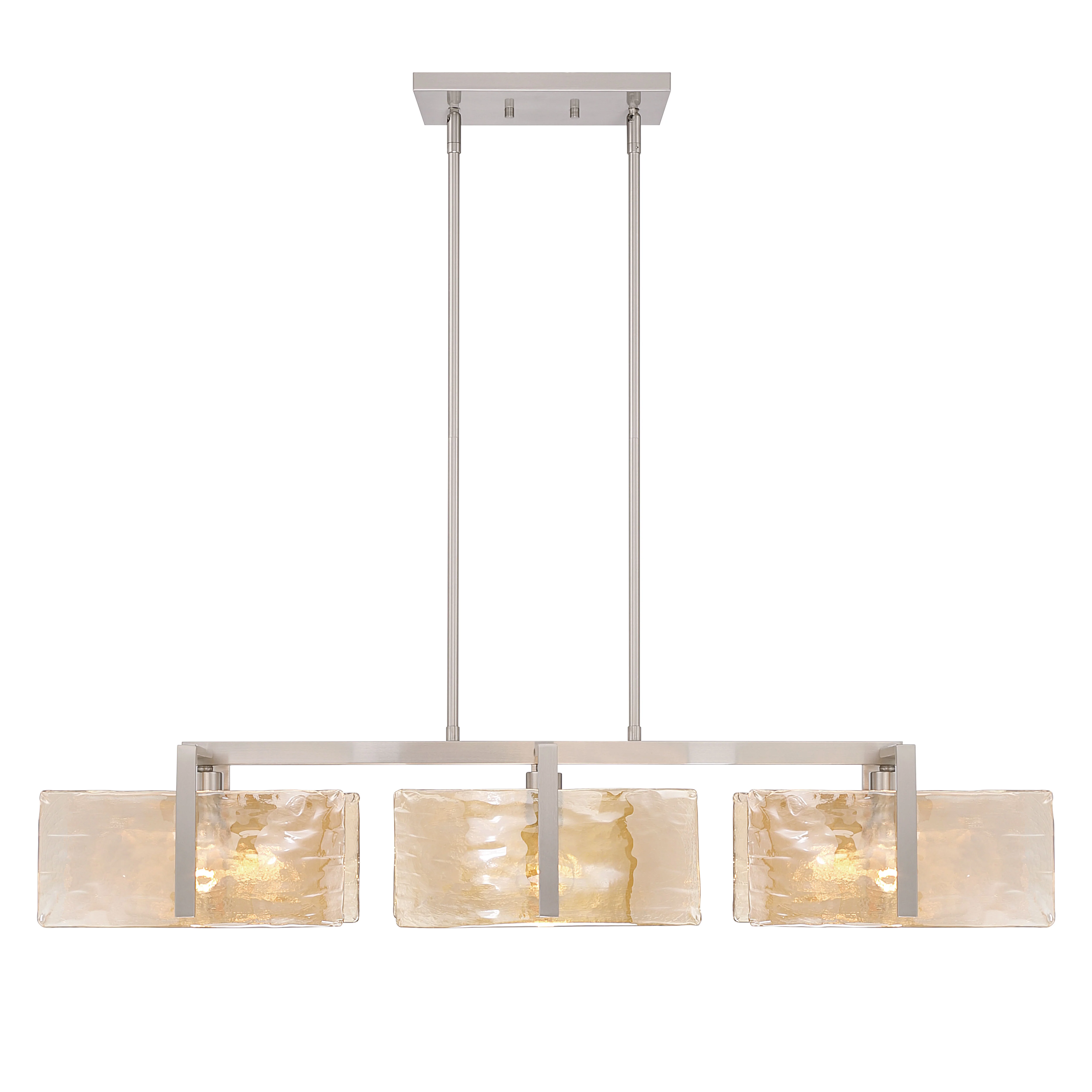 Yep by Golden Lighting Aenon 3-light Island Light in Pewter with Amber Water Glass - Image 2