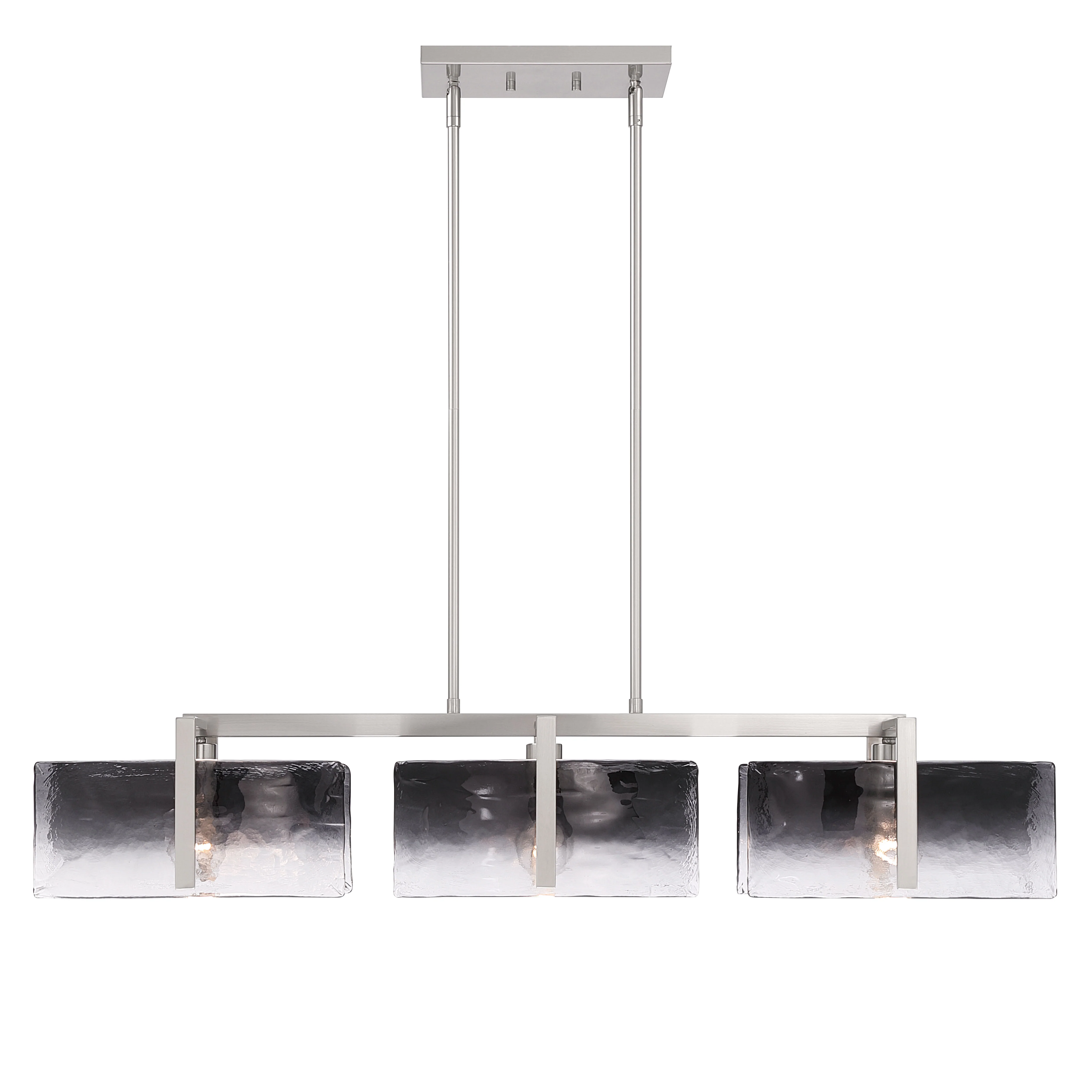 Yep by Golden Lighting Aenon 3-light Island Light in Pewter with Smokey Water Glass - Image 2